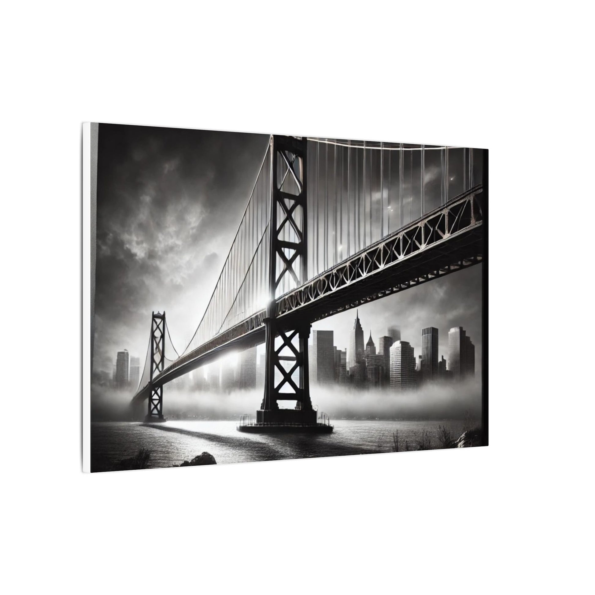 Horizontal Golden Gate Bridge Black & White Wall Art – Dramatic San Francisco Photography Print in Black Frame (2 of 3)