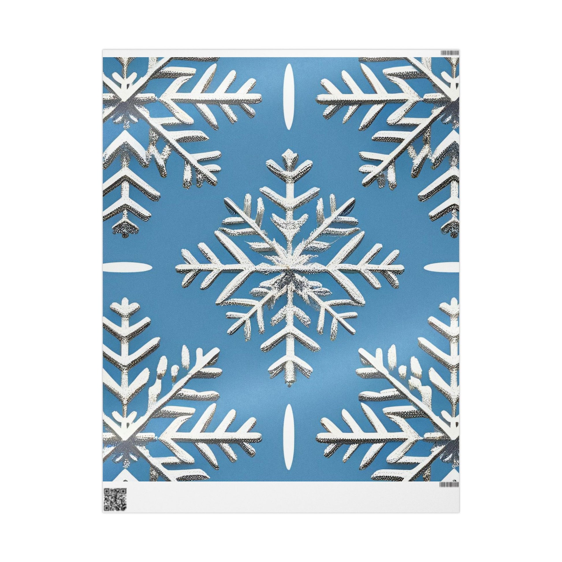 White snowflakes on a blue background