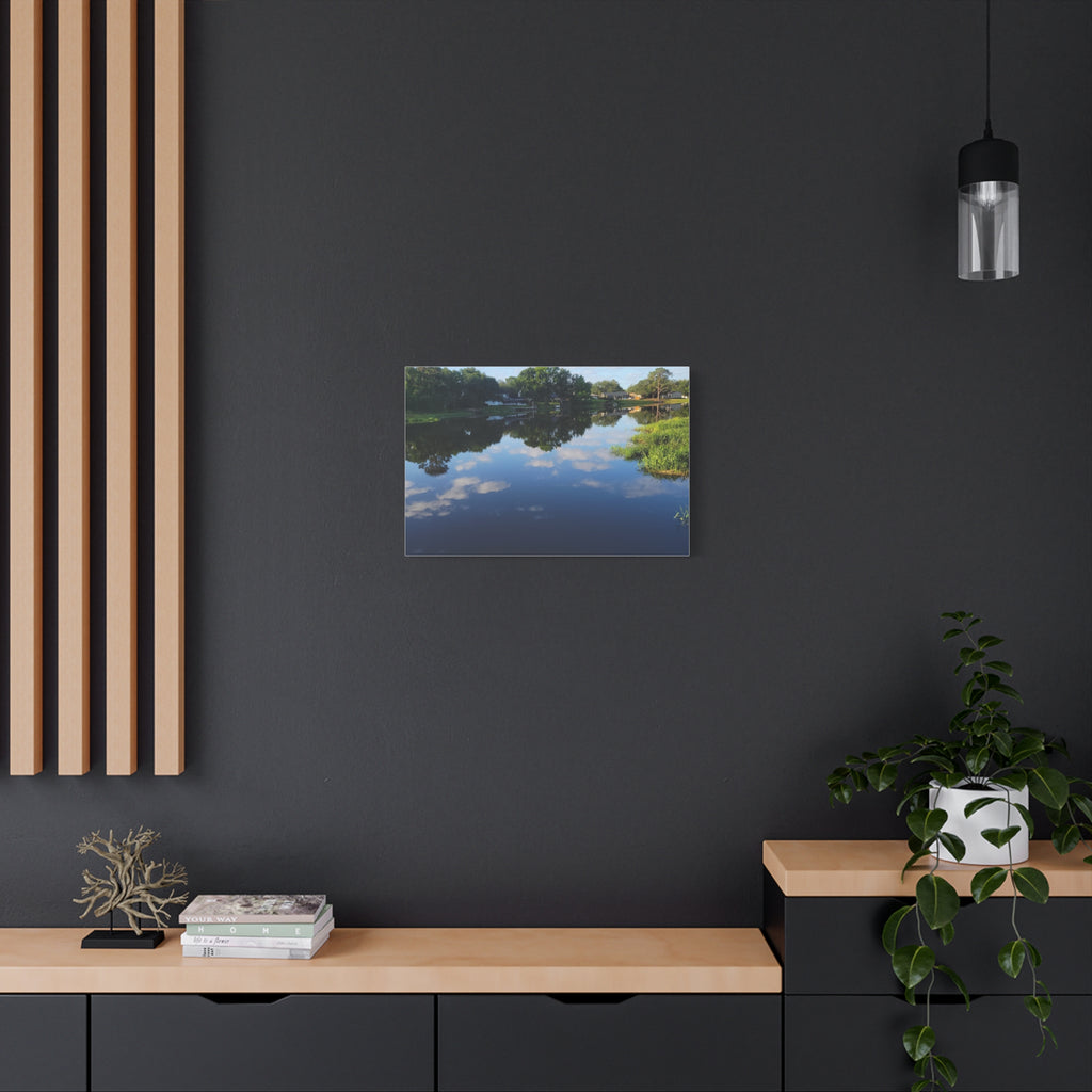 Serene Lake Landscape Reflection - Stretched Canvas Artwork