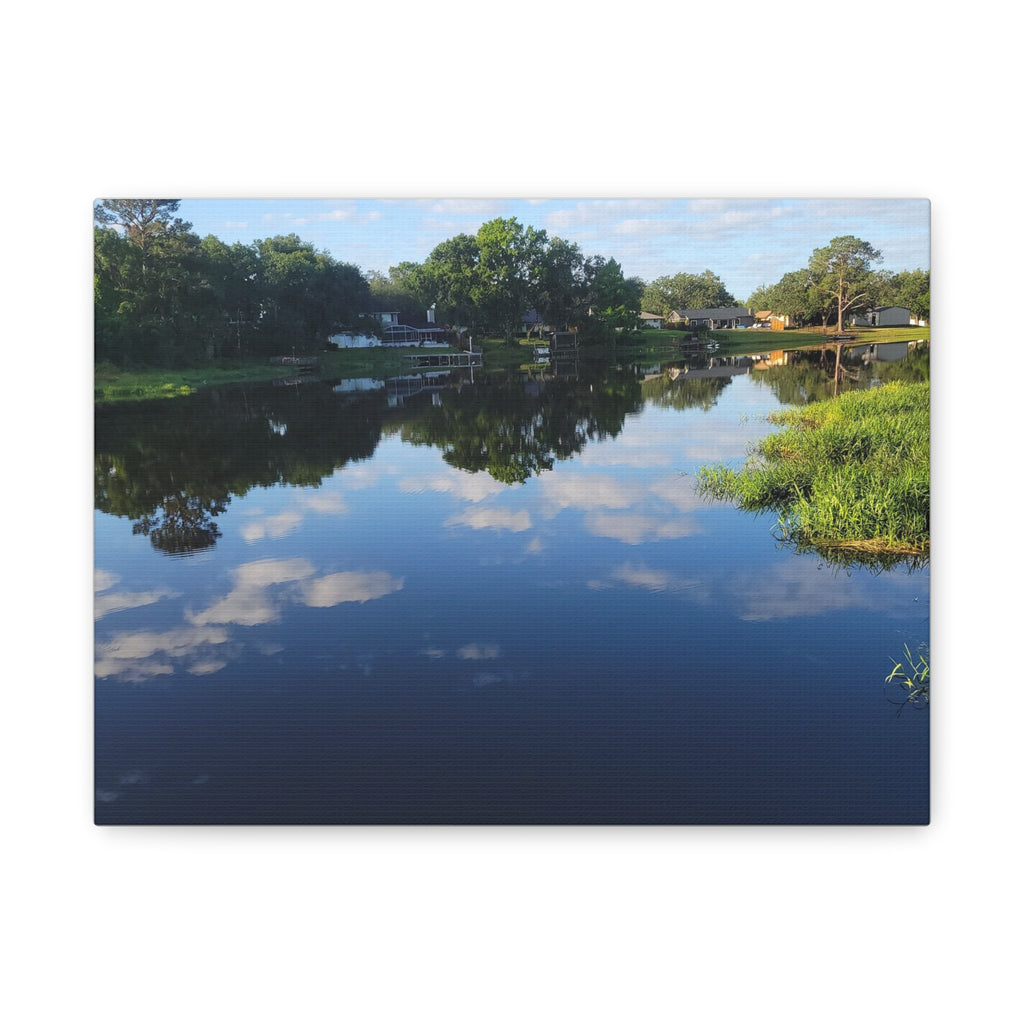 Serene Lake Landscape Reflection - Stretched Canvas Artwork