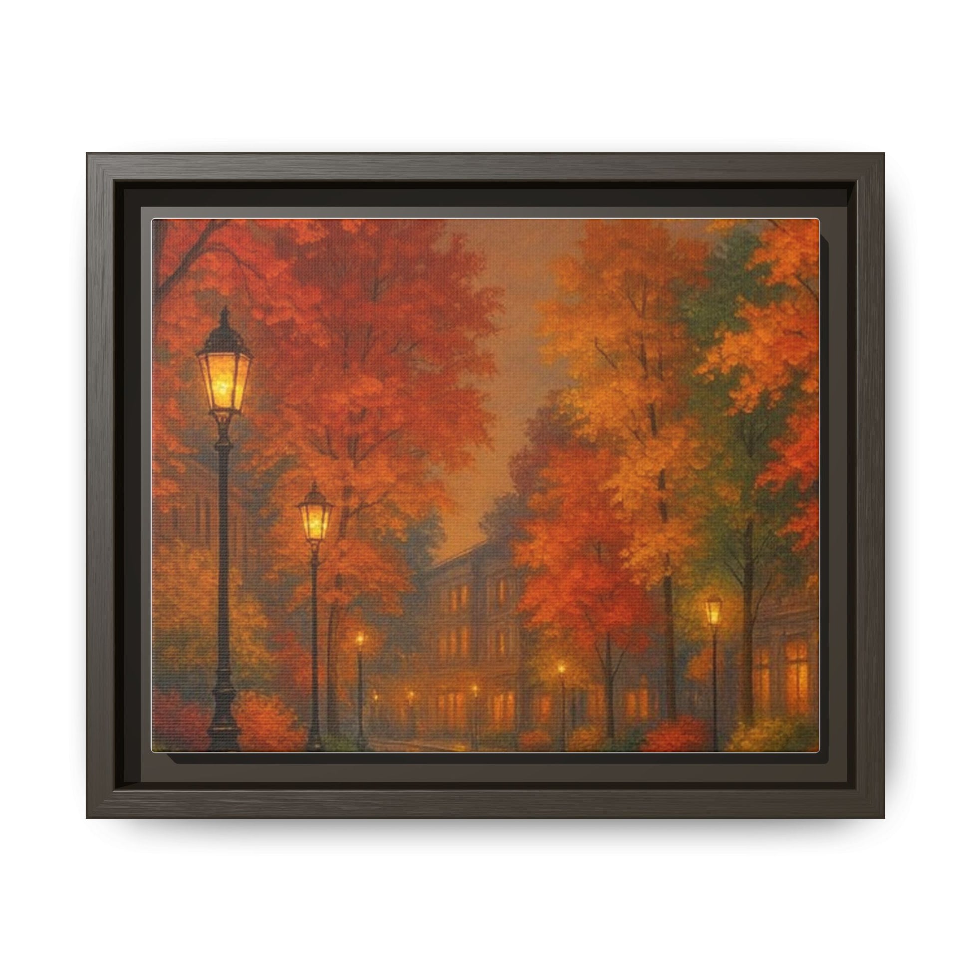 Autumn Cityscape Canvas Art – Warm Fall Skyline Wall Décor