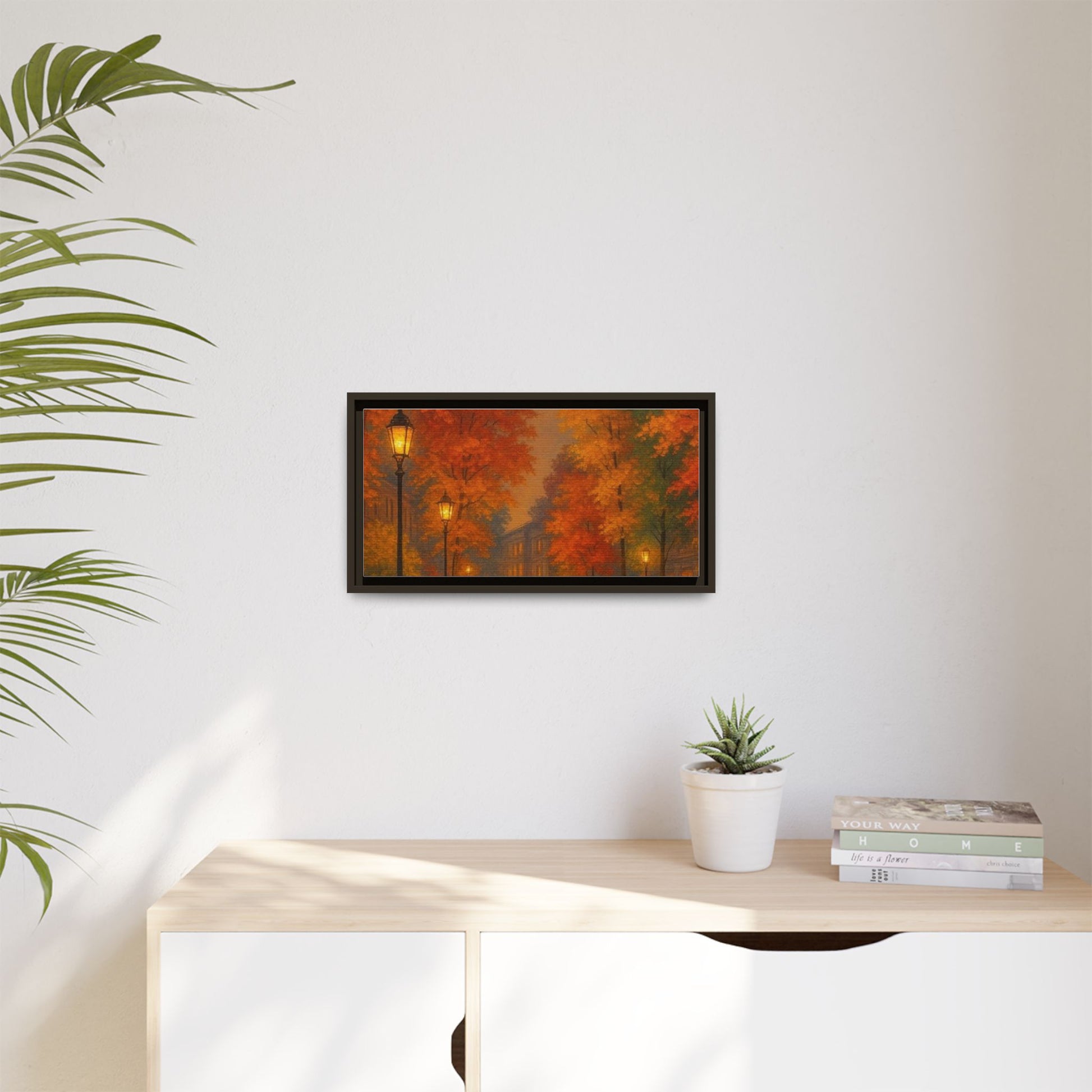 Autumn Cityscape Canvas Art – Warm Fall Skyline Wall Décor