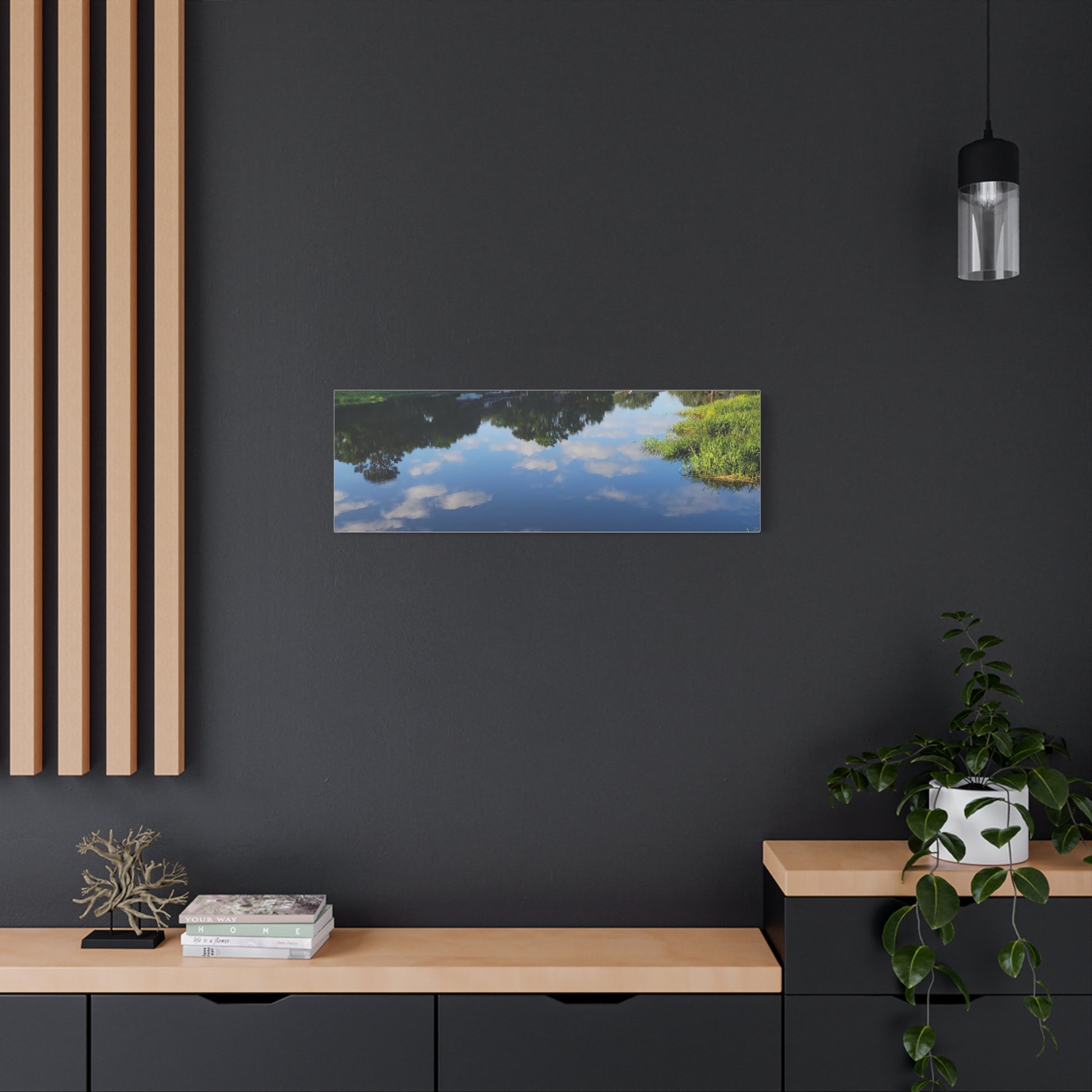 Serene Lake Landscape Reflection - Stretched Canvas Artwork