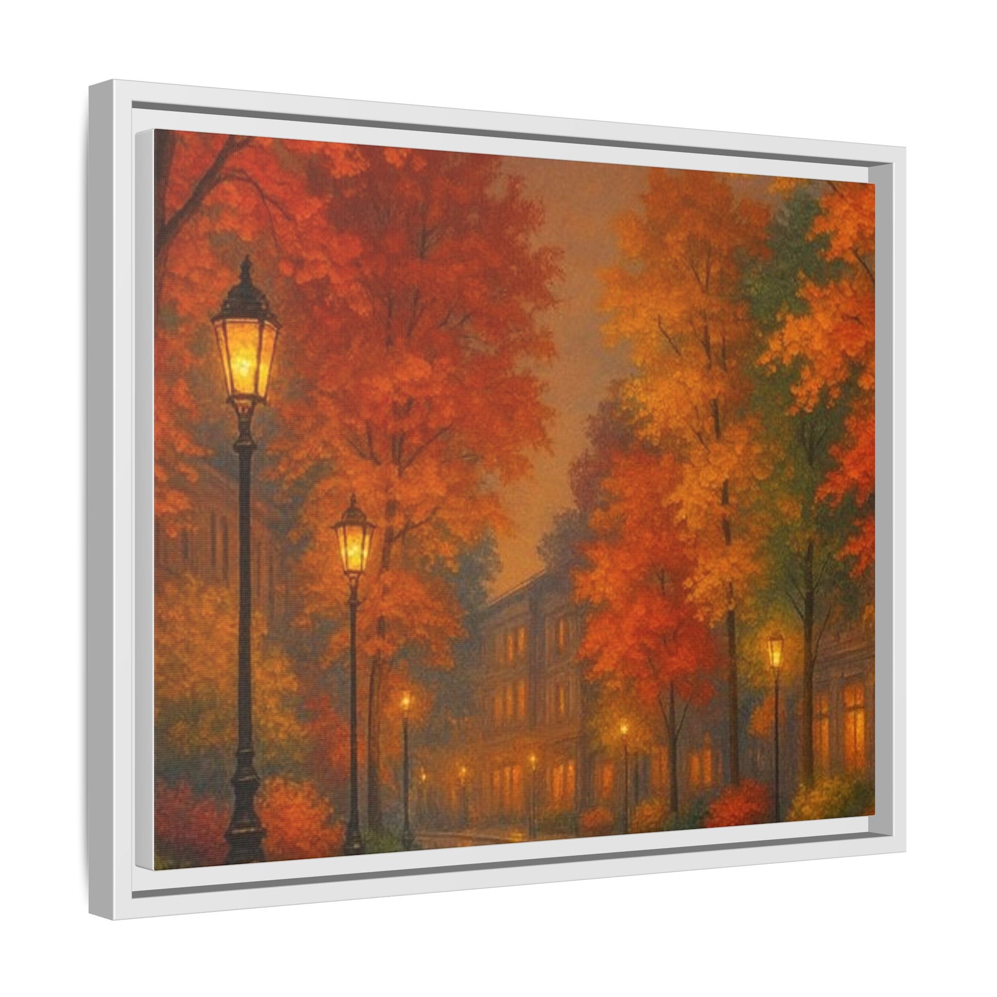 Autumn Cityscape Canvas Art – Warm Fall Skyline Wall Décor