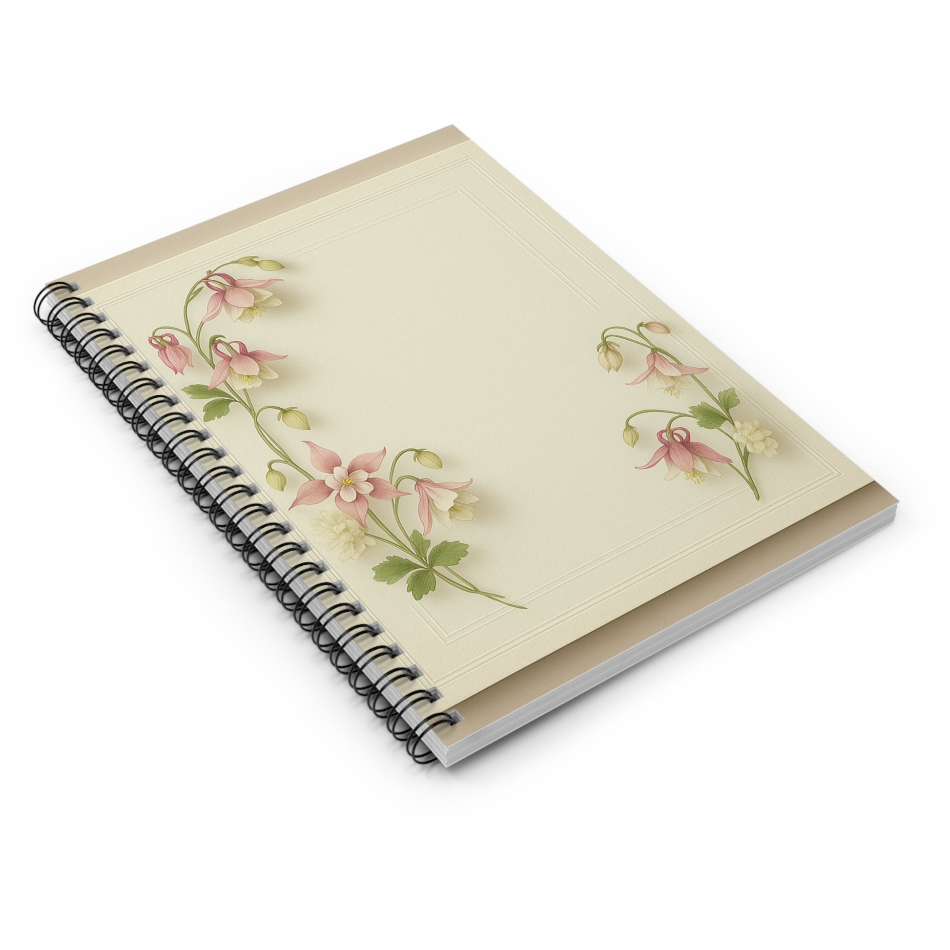Blush Columbine Floral Spiral Notebook – Elegant Botanical Journal