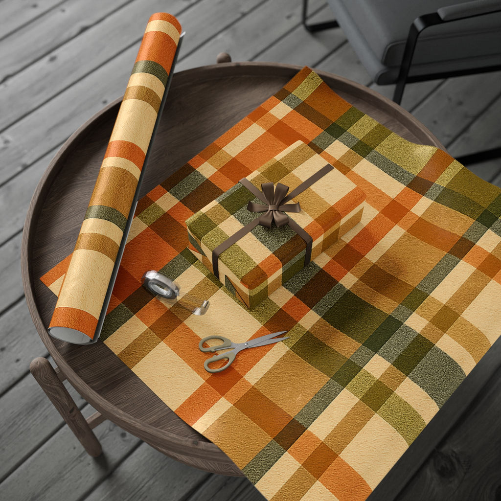 Autumn Plaid Wrapping Paper – Rustic Fall Checkered Gift Wrap for Thanksgiving and Harvest Celebrations