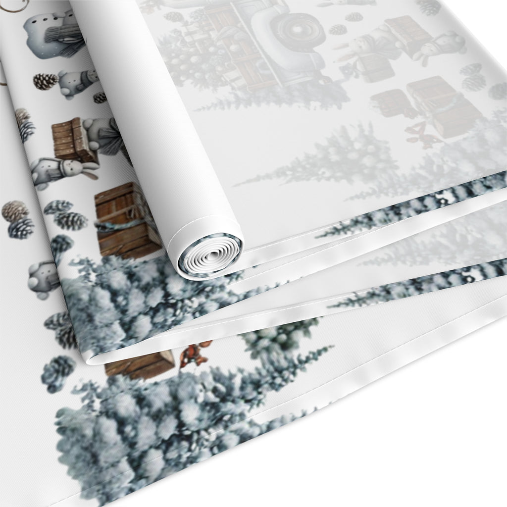 Whispers of Winter – Christmas Barn Table Runner | Rustic Holiday Table Décor by Paper Pleasures - Cotton/Poly