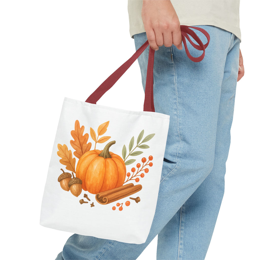 Pumpkin & Autumn Leaves Tote Bag – Fall Market Farmhouse Style Carryall