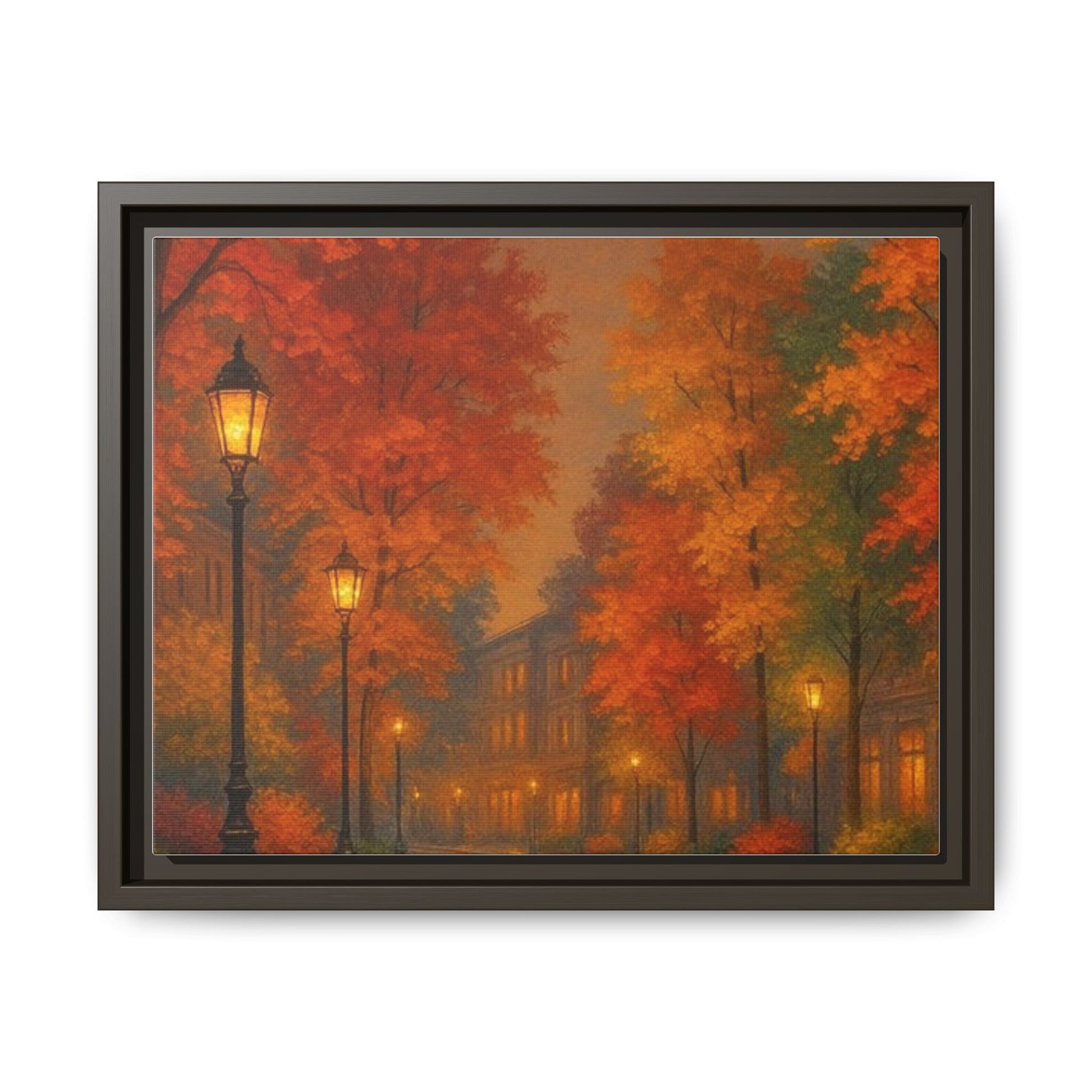 Autumn Cityscape Canvas Art – Warm Fall Skyline Wall Décor