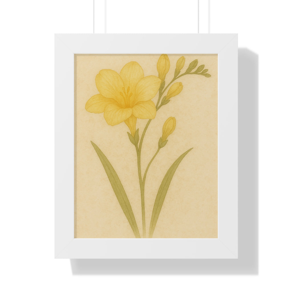"Yellow Lily" – Framed Botanical Watercolor Print, Exclusive Botanical Series