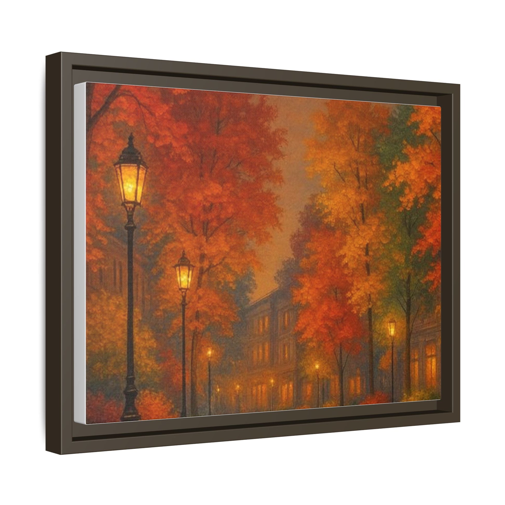 Autumn Cityscape Canvas Art – Warm Fall Skyline Wall Décor