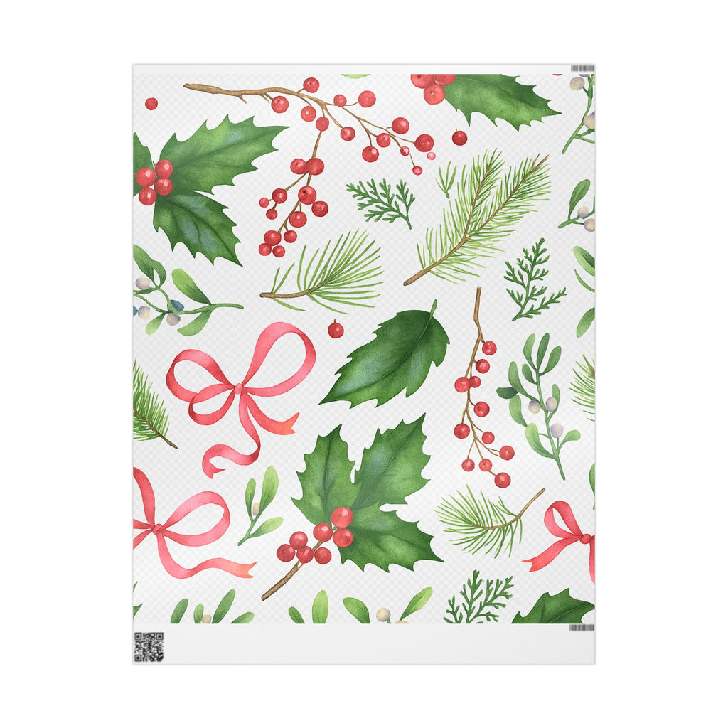Whispers of Winter Watercolor Holly & Pine Wrapping Paper – Elegant Botanical Christmas Gift Wrap - Ana
