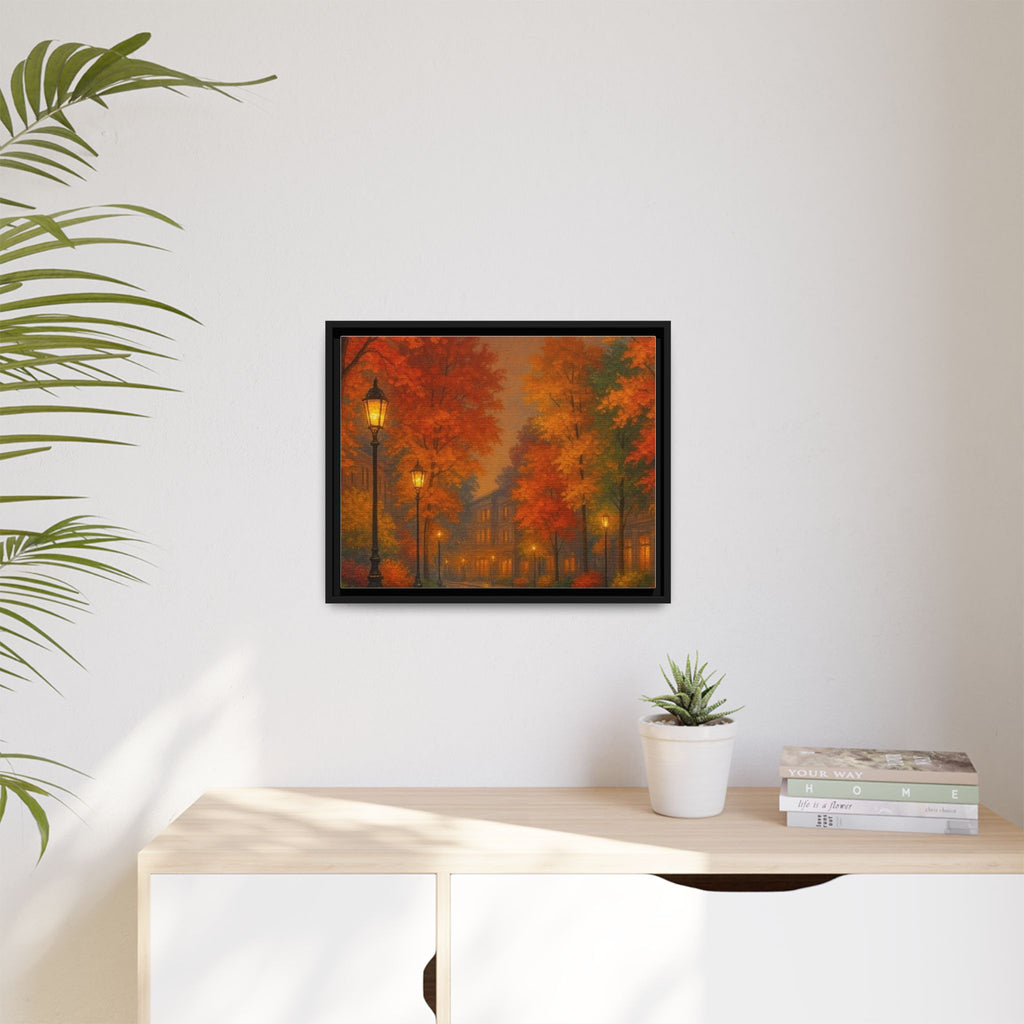 Autumn Cityscape Canvas Art – Warm Fall Skyline Wall Décor