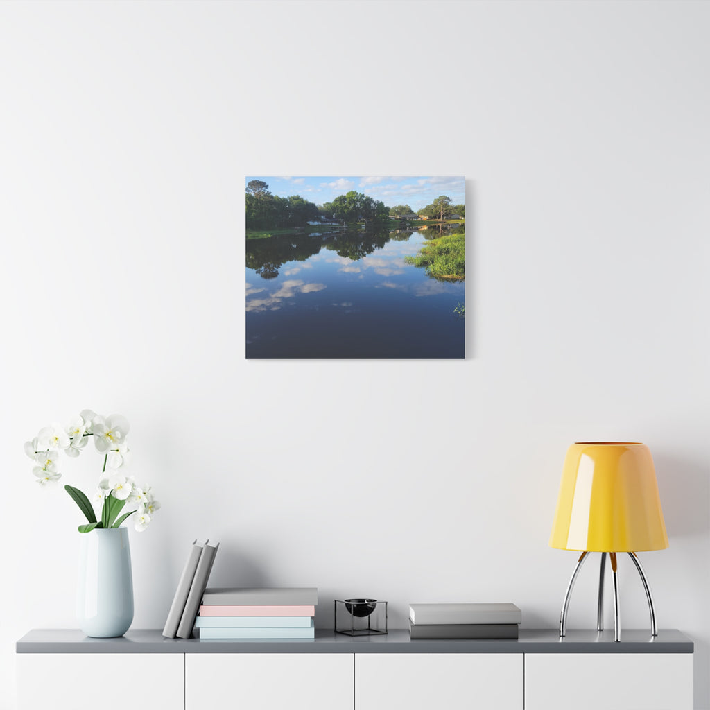 Serene Lake Landscape Reflection - Stretched Canvas Artwork