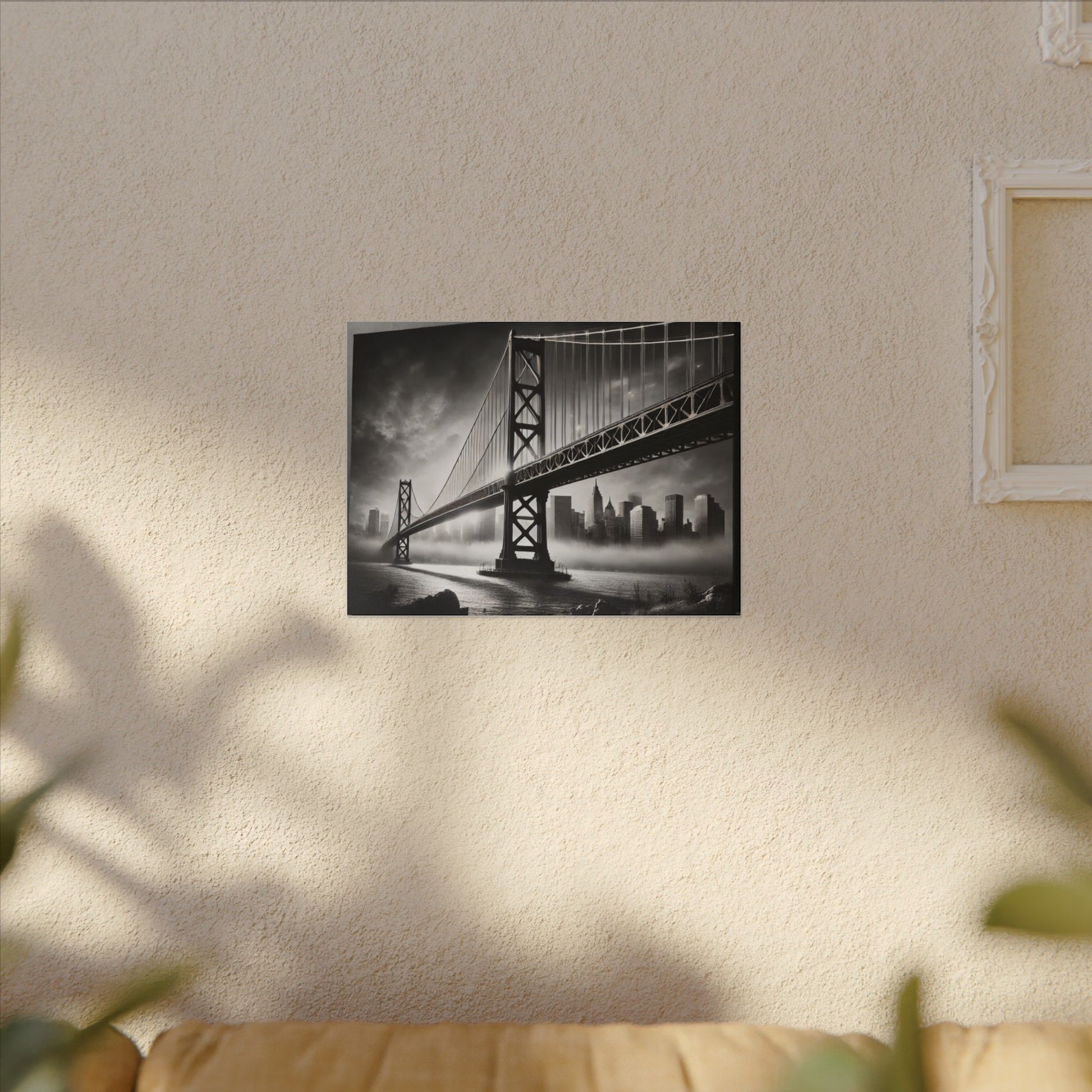 Horizontal Golden Gate Bridge Black & White Wall Art – Dramatic San Francisco Photography Print in Black Frame (2 of 3)