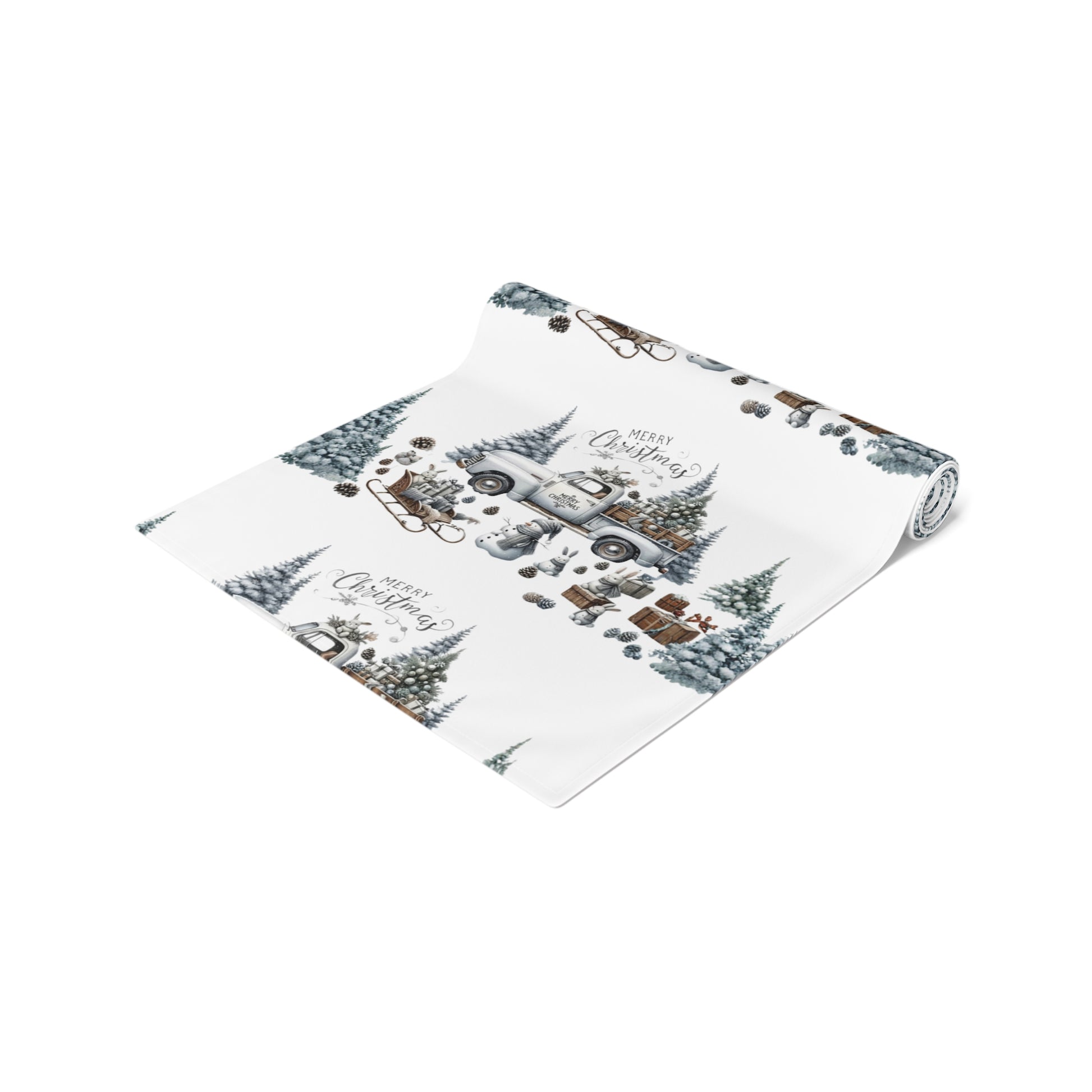 Whispers of Winter – Christmas Barn Table Runner | Rustic Holiday Table Décor by Paper Pleasures - Cotton/Poly