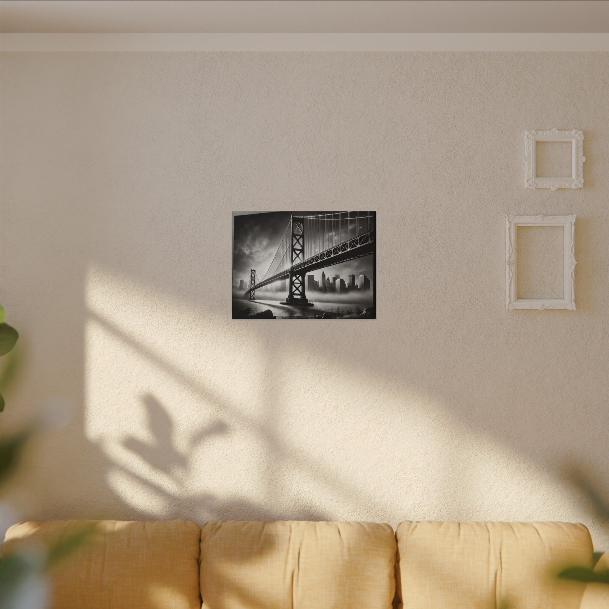 Horizontal Golden Gate Bridge Black & White Wall Art – Dramatic San Francisco Photography Print in Black Frame (2 of 3)