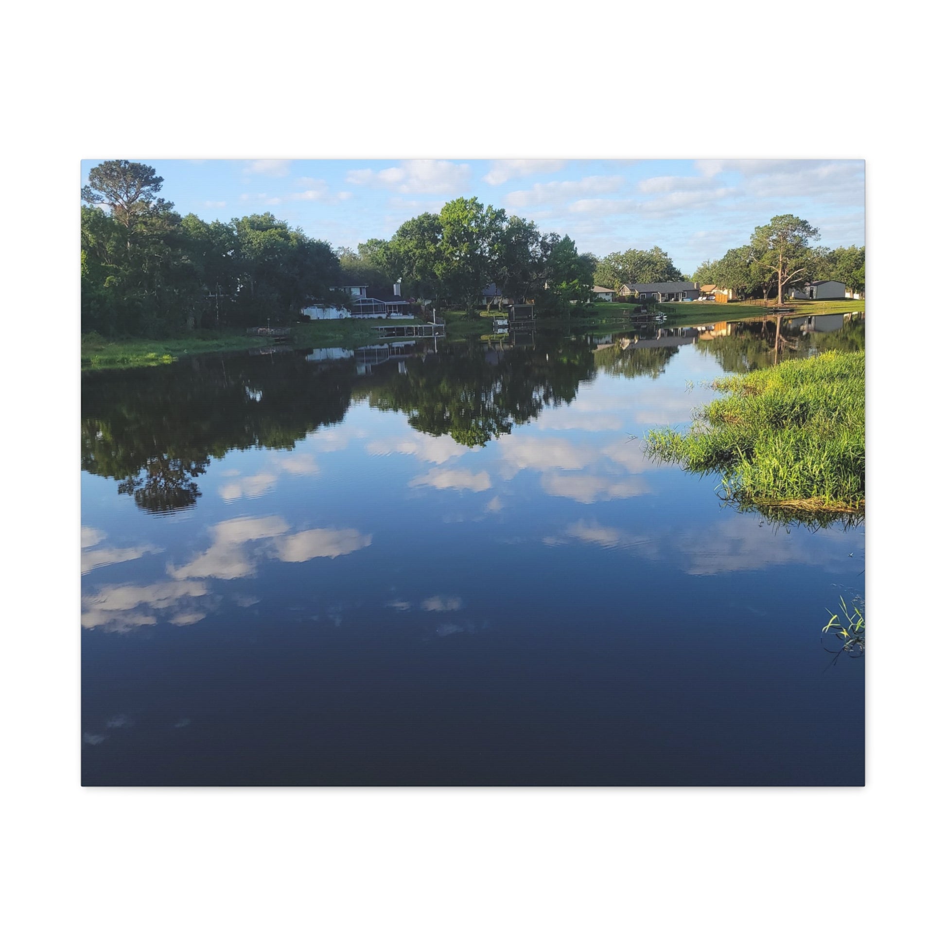 Serene Lake Landscape Reflection - Stretched Canvas Artwork