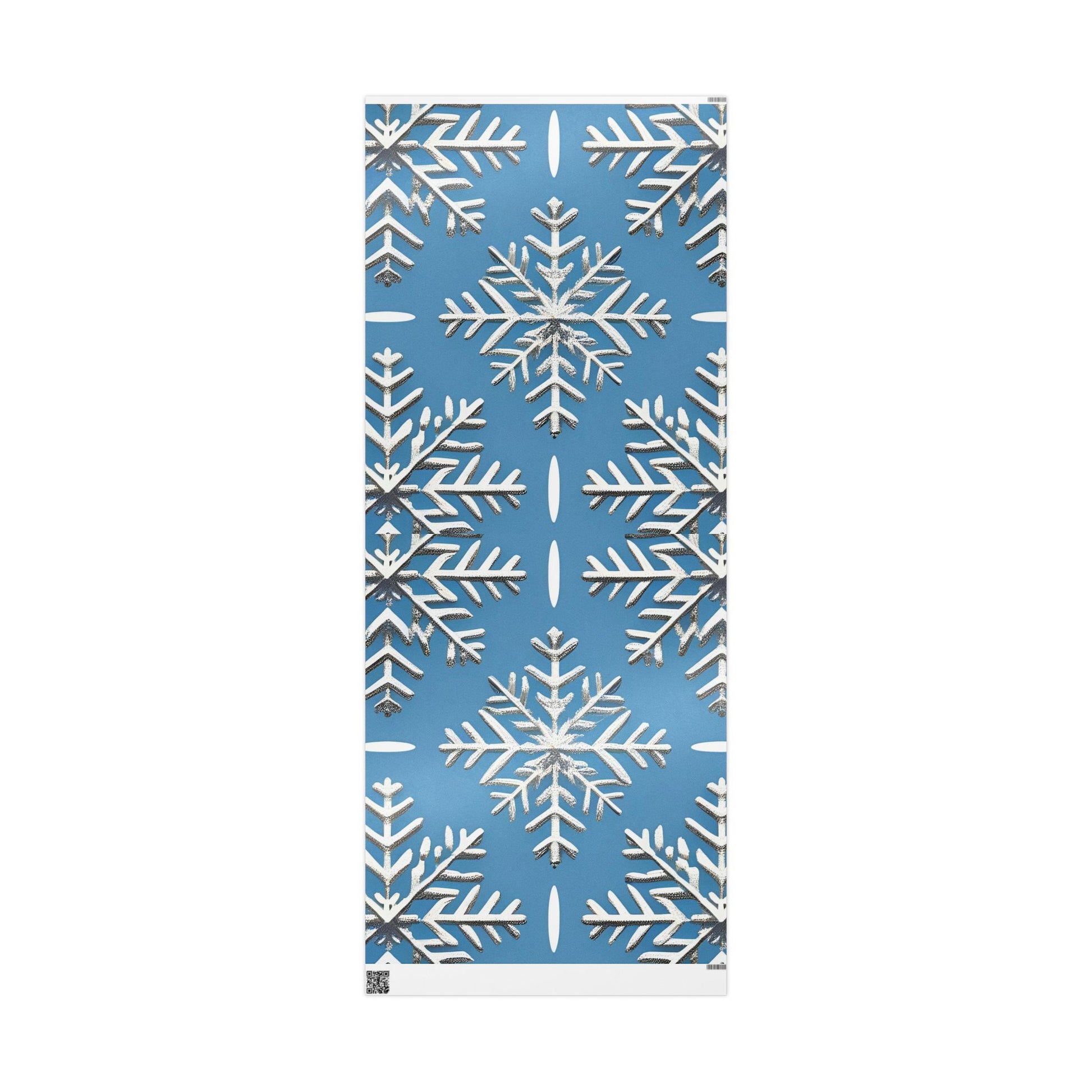 Silver Snowflake Wrapping Paper – Elegant Holiday Gift Wrap on Winter Blue Background