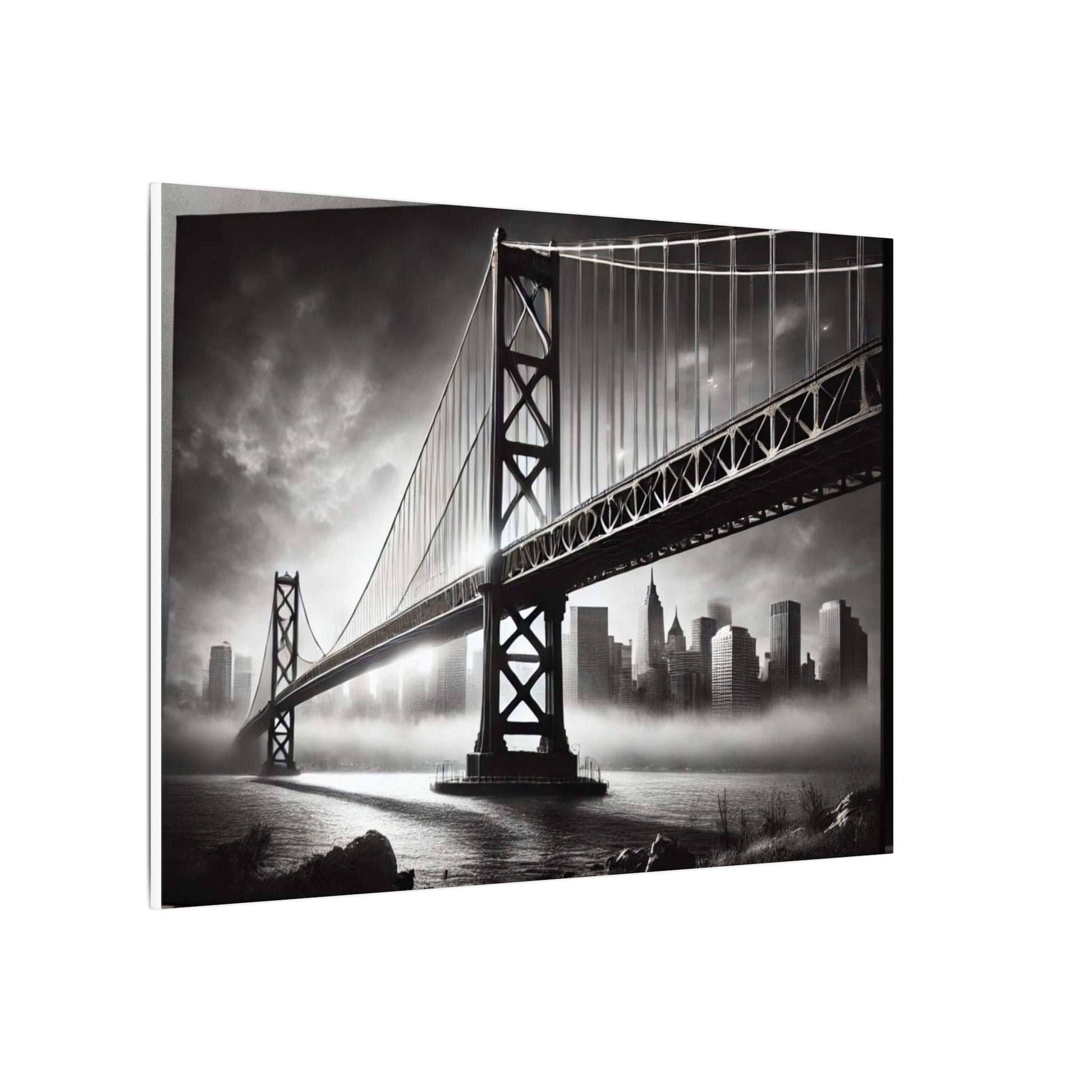 Horizontal Golden Gate Bridge Black & White Wall Art – Dramatic San Francisco Photography Print in Black Frame (2 of 3)