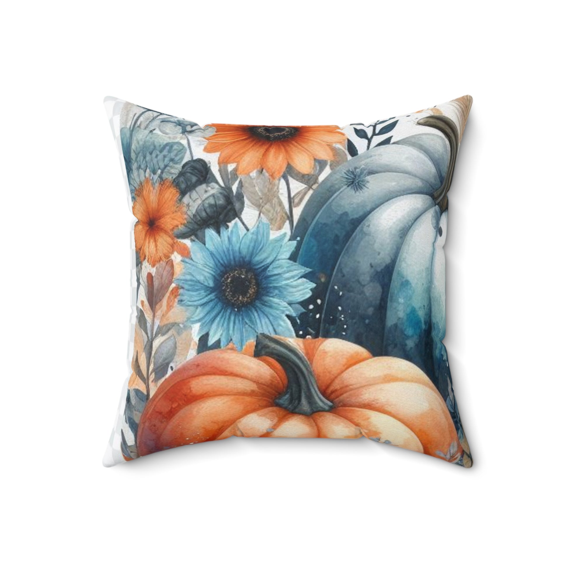 Fall Harvest Pumpkin & Sunflower Throw Pillow – Autumn Farmhouse Decor Cushion