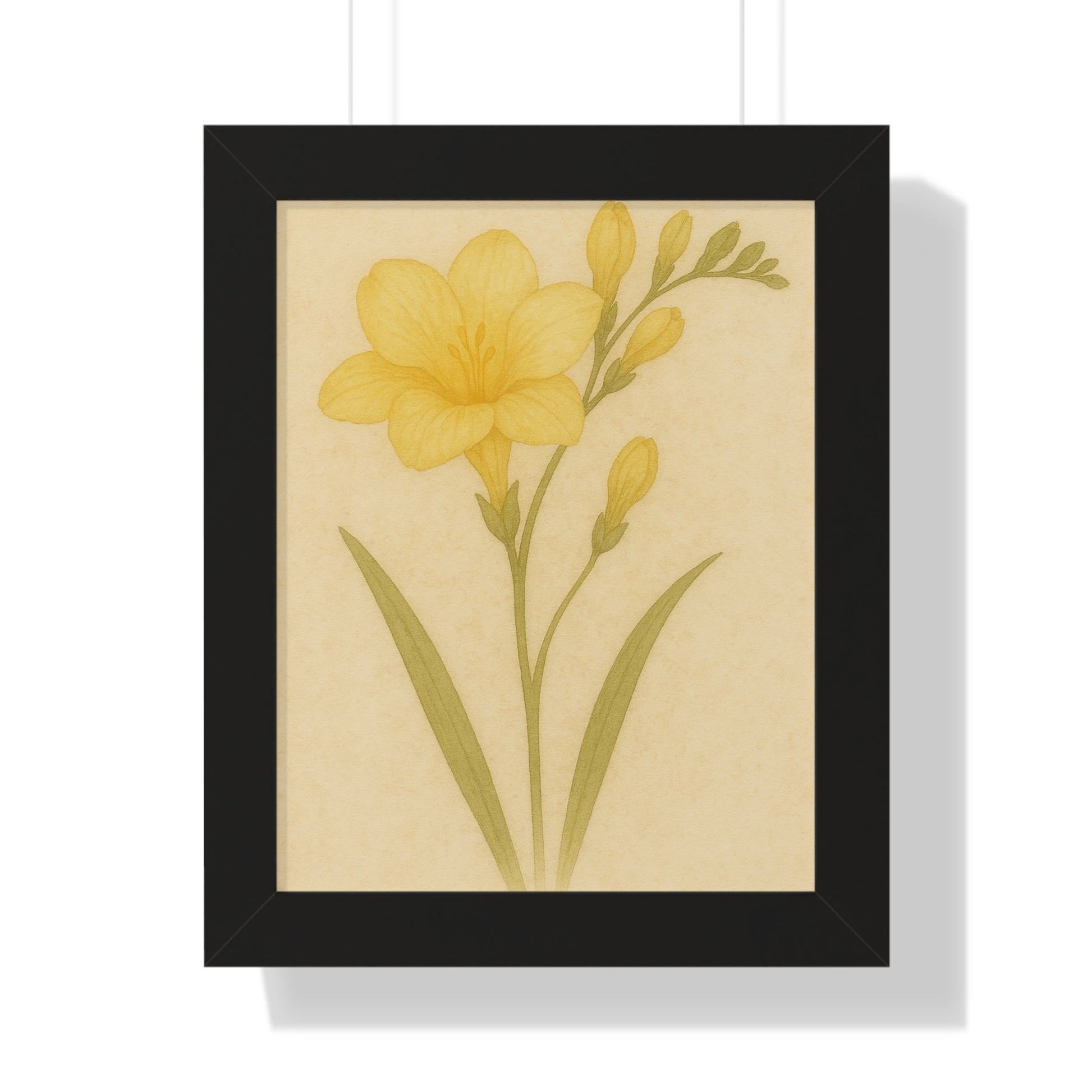 "Yellow Lily" – Framed Botanical Watercolor Print, Exclusive Botanical Series