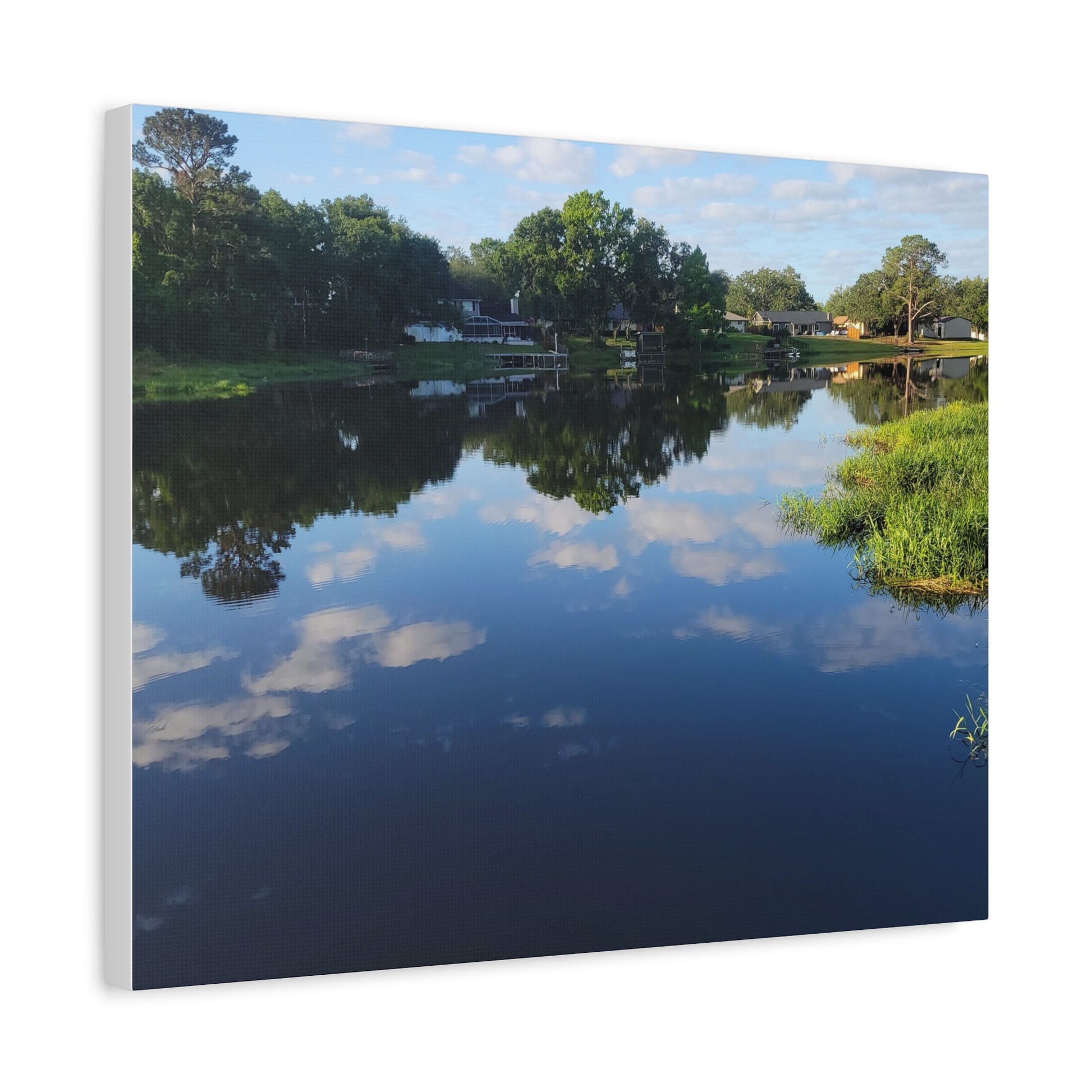 Serene Lake Landscape Reflection - Stretched Canvas Artwork