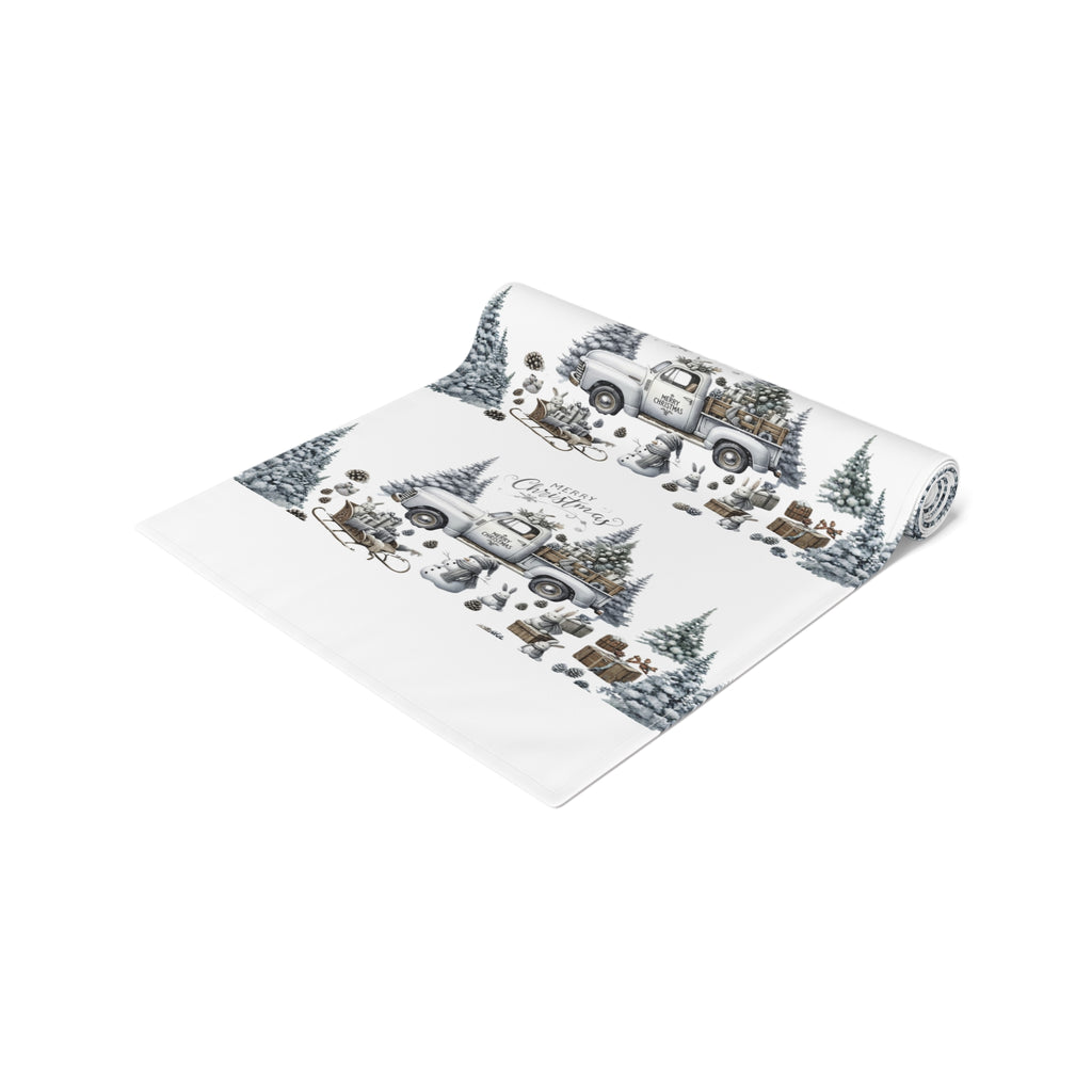 Whispers of Winter – Christmas Barn Table Runner | Rustic Holiday Table Décor by Paper Pleasures - Cotton/Poly