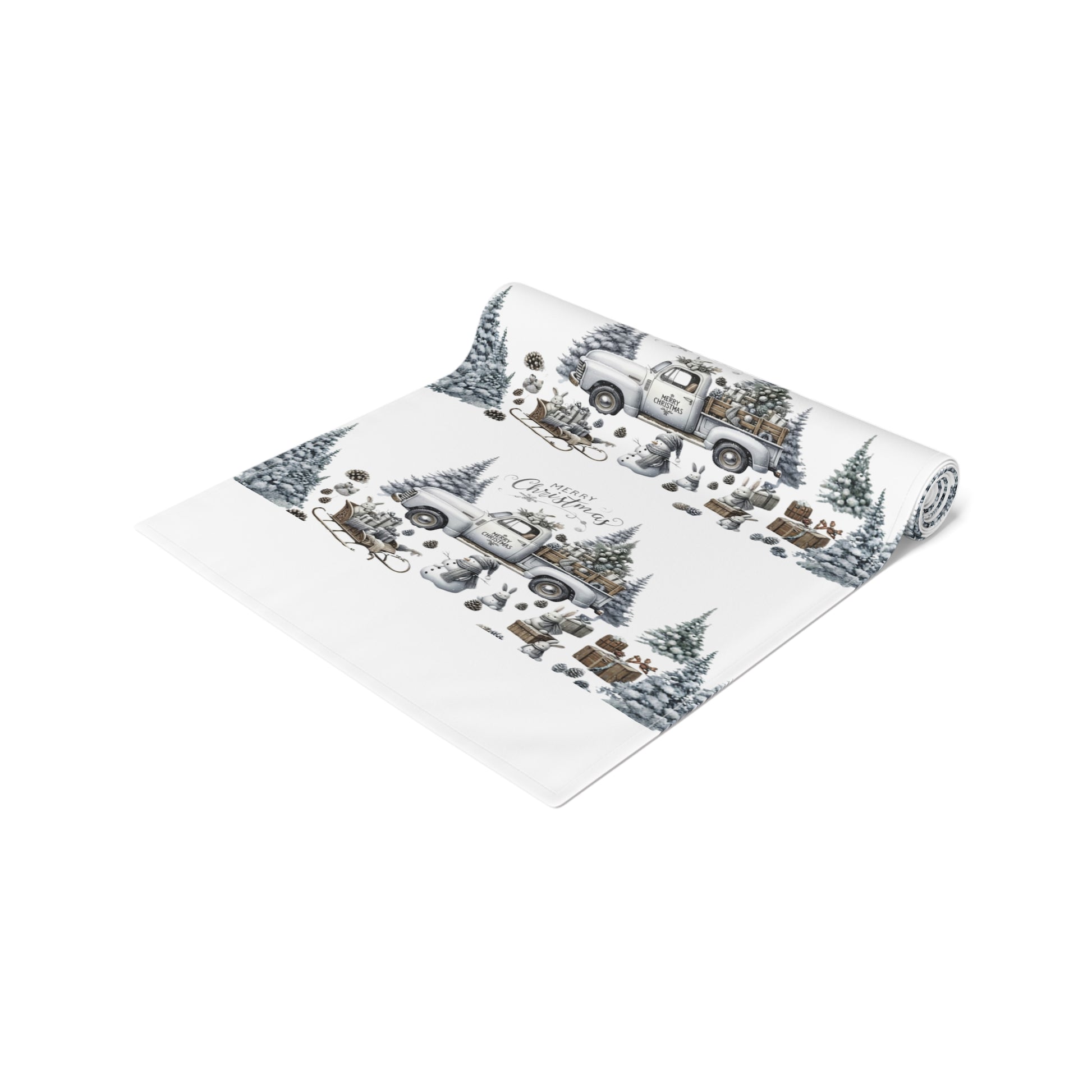 Whispers of Winter – Christmas Barn Table Runner | Rustic Holiday Table Décor by Paper Pleasures - Cotton/Poly