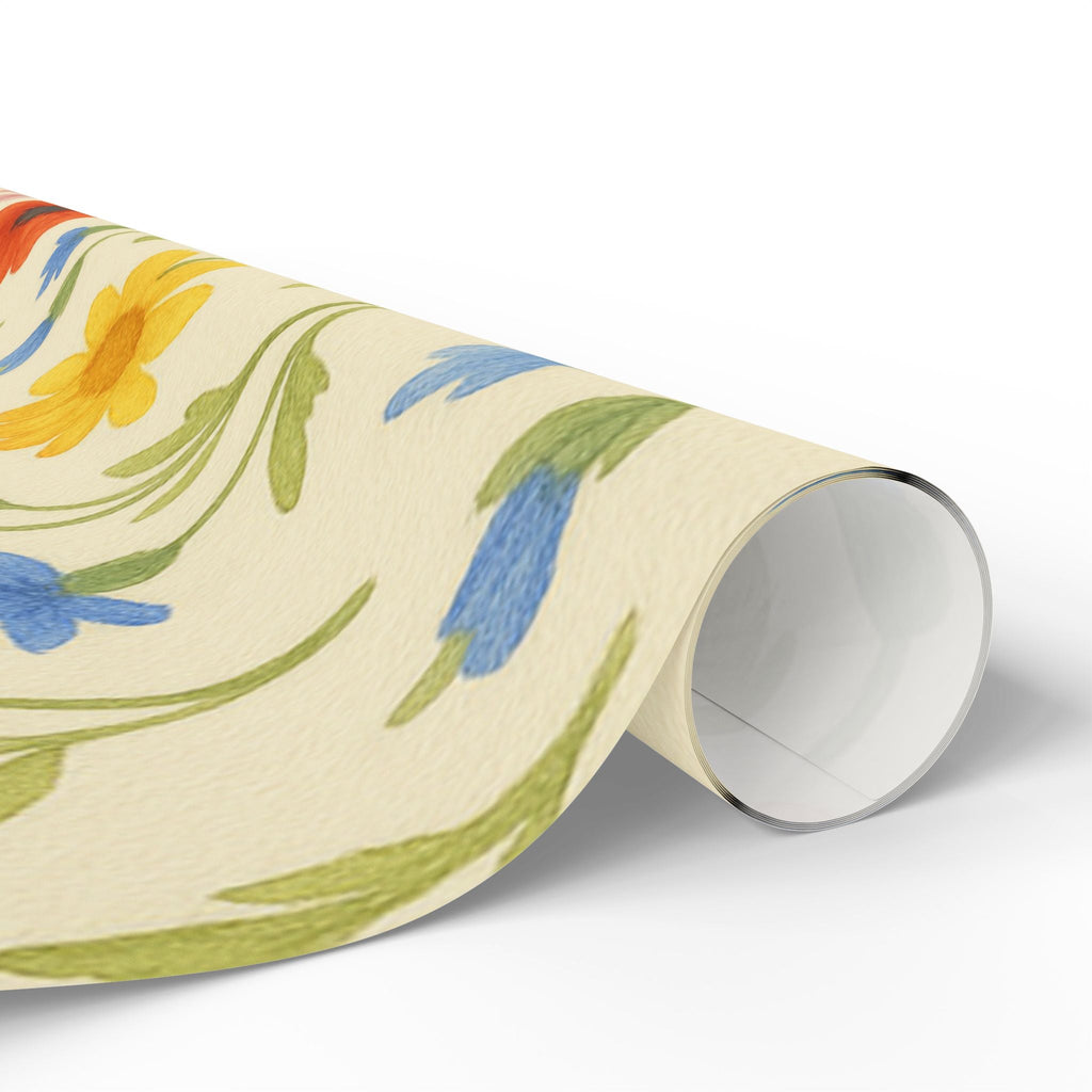 Wildflower Garden Wrapping Paper – Colorful Floral Gift Wrap on Cream Background
