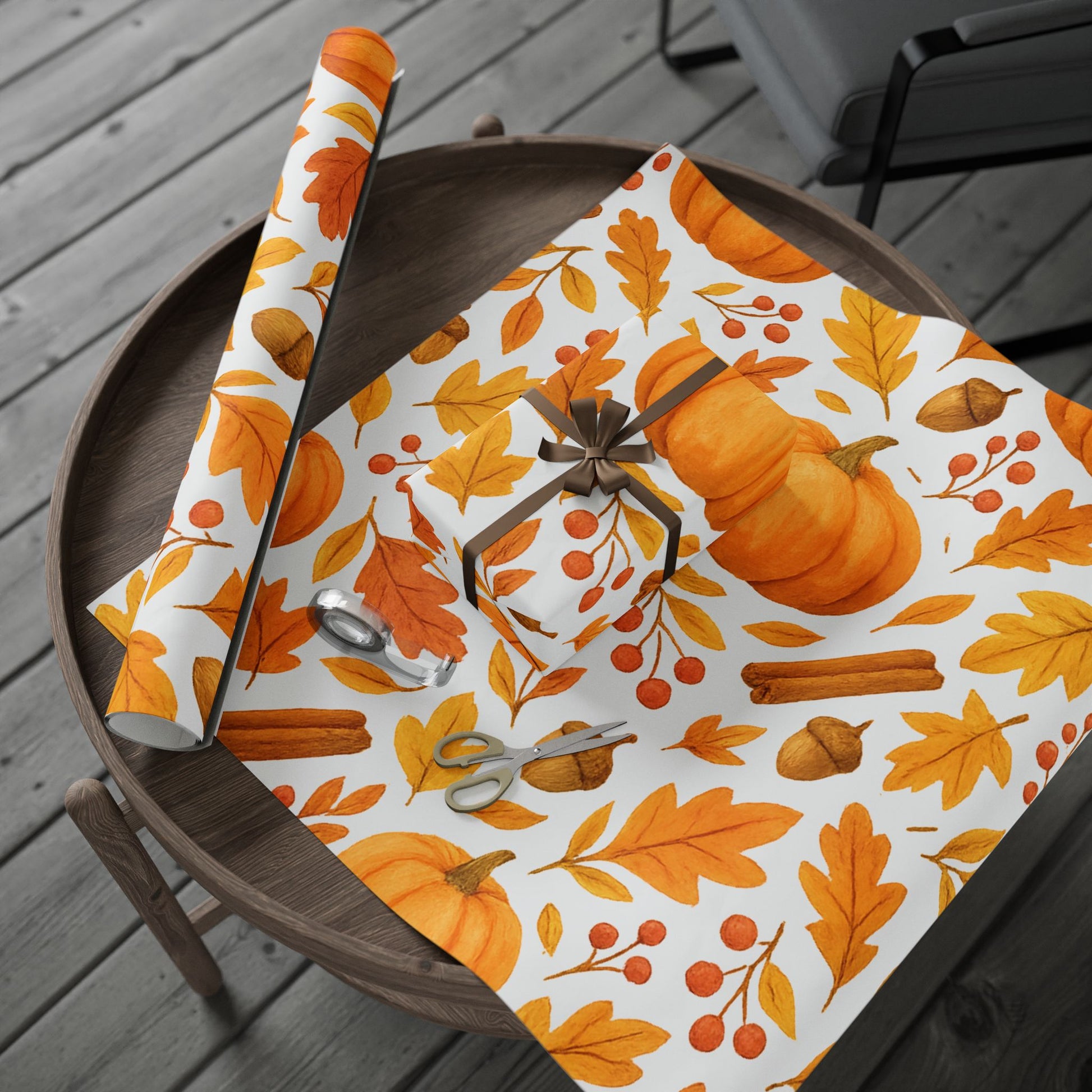 Autumn Pumpkin Wrapping Paper, Fall Gift Wrap, Seasonal Packaging, Thanksgiving Decor, Eco-Friendly Gift Wrap