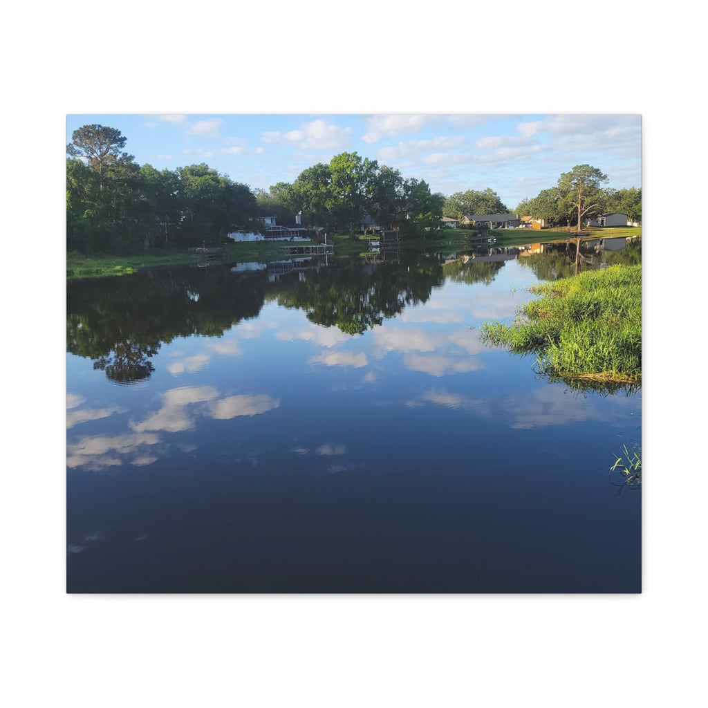 Serene Lake Landscape Reflection - Stretched Canvas Artwork