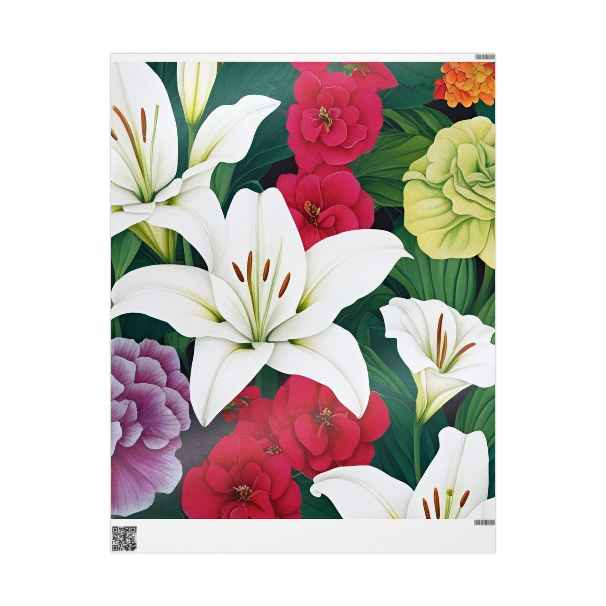 Lily & Carnation Garden – Premium Floral Wrapping Paper