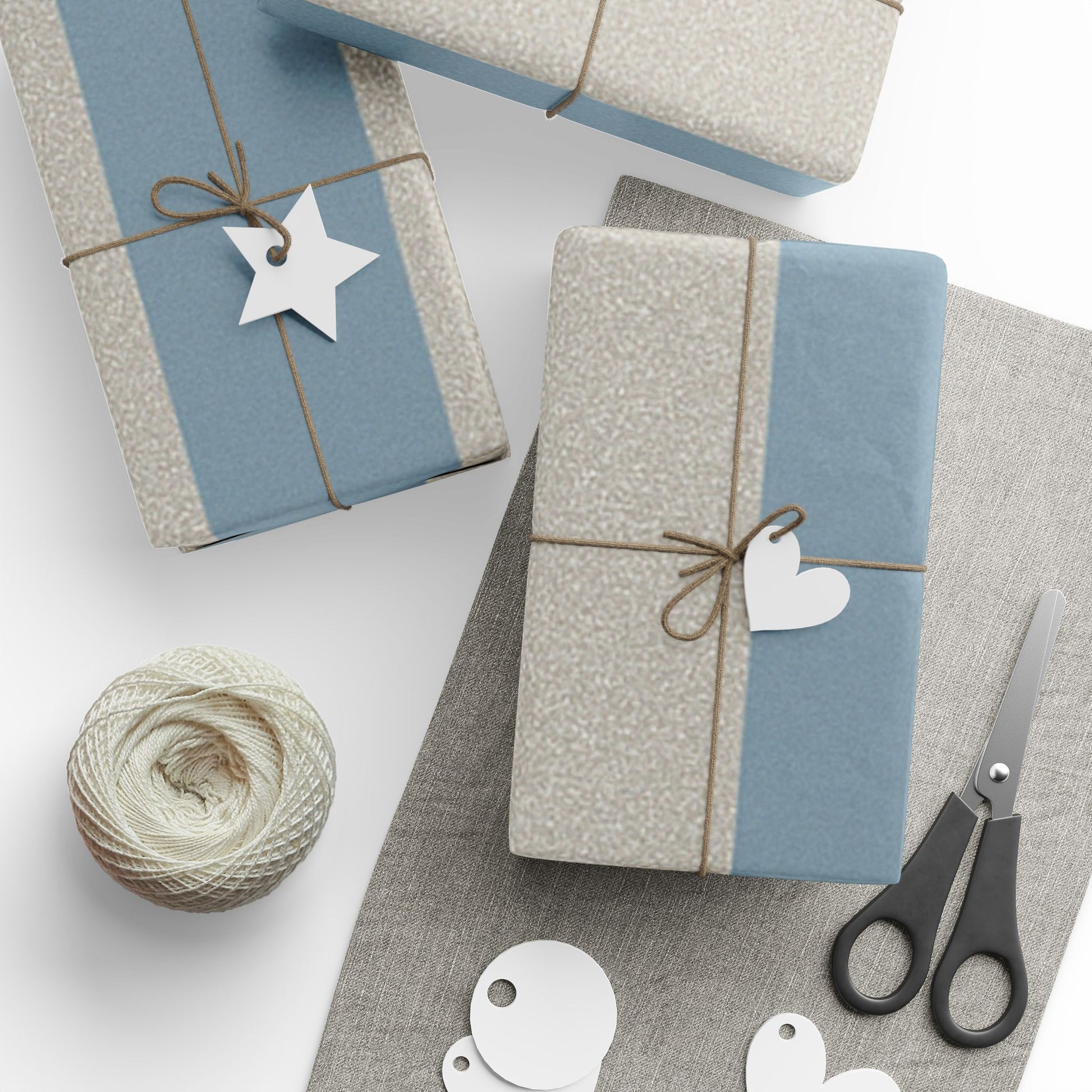 Blue and Beige Striped Wrapping Paper for Elegant Gift Presentation