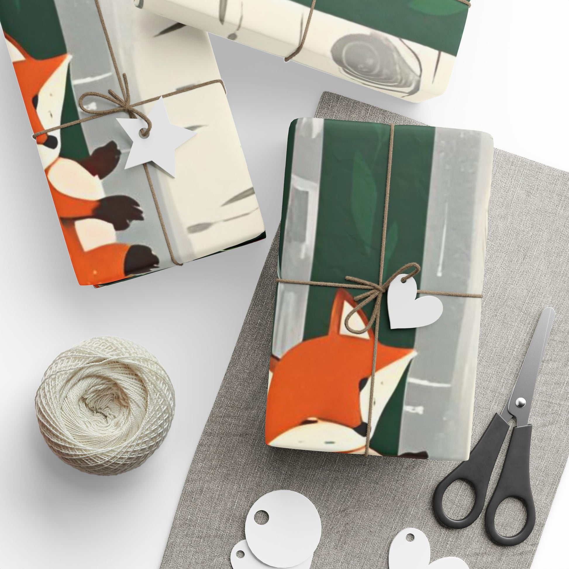 Charlie the Whimsical Fox  and his sister Lila Wrapping Papers - Charlie’s Wintertime Trick