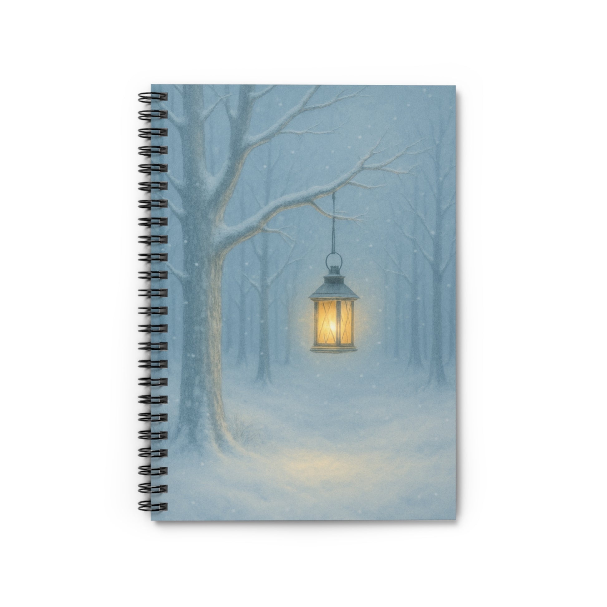 Winter’s Hush Lantern Spiral Notebook – Snowy Forest Glow Spiral Notebook - Ruled Line