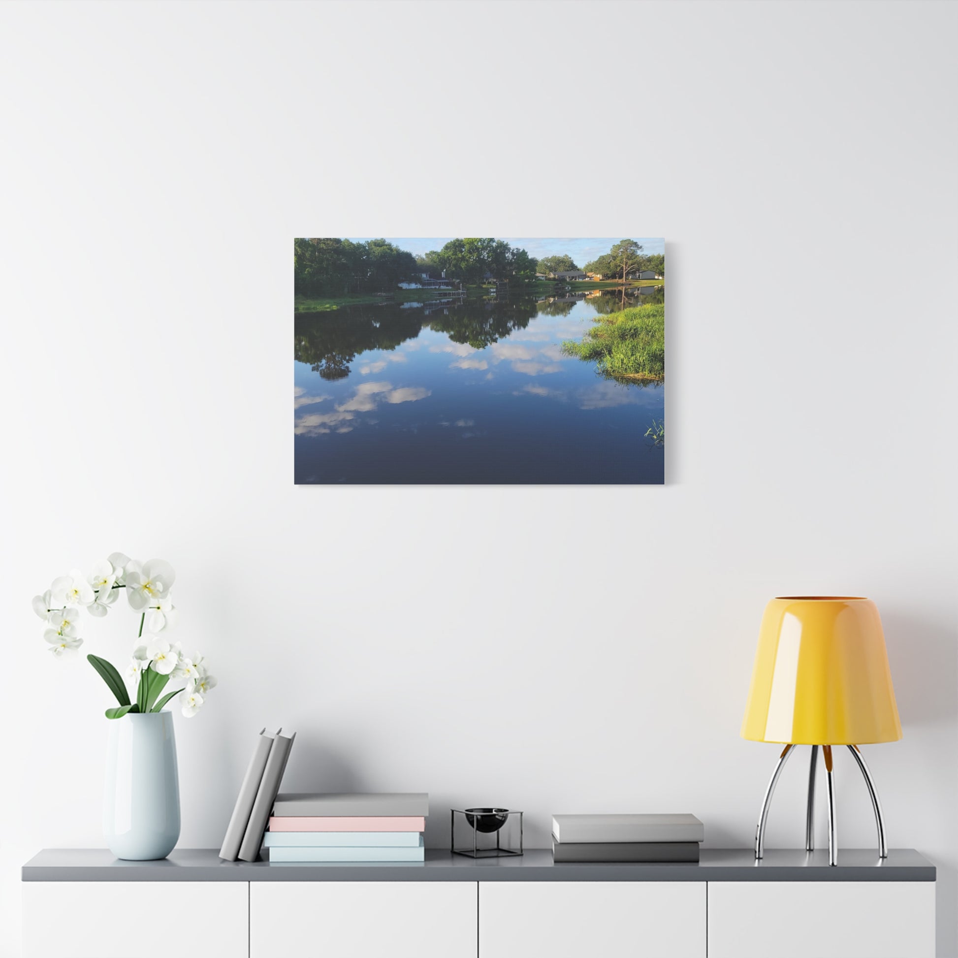 Serene Lake Landscape Reflection - Stretched Canvas Artwork