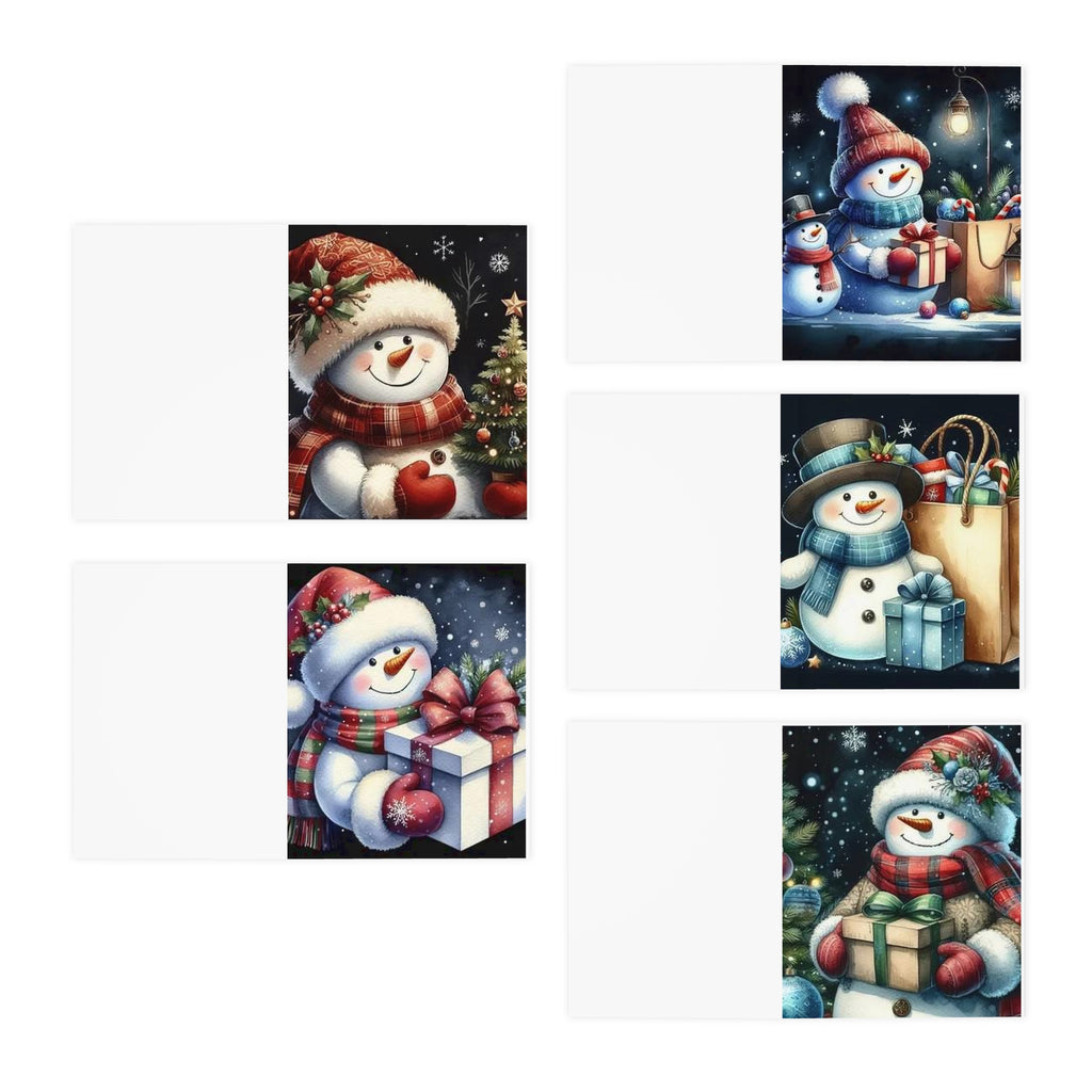 Holiday Snowman Greeting Cards Mix (5-Pack) - Jolly Snowfolk Winter Village Snowman Greeting Card  by Paper Pleasures – Illustrated by Trailside Designs