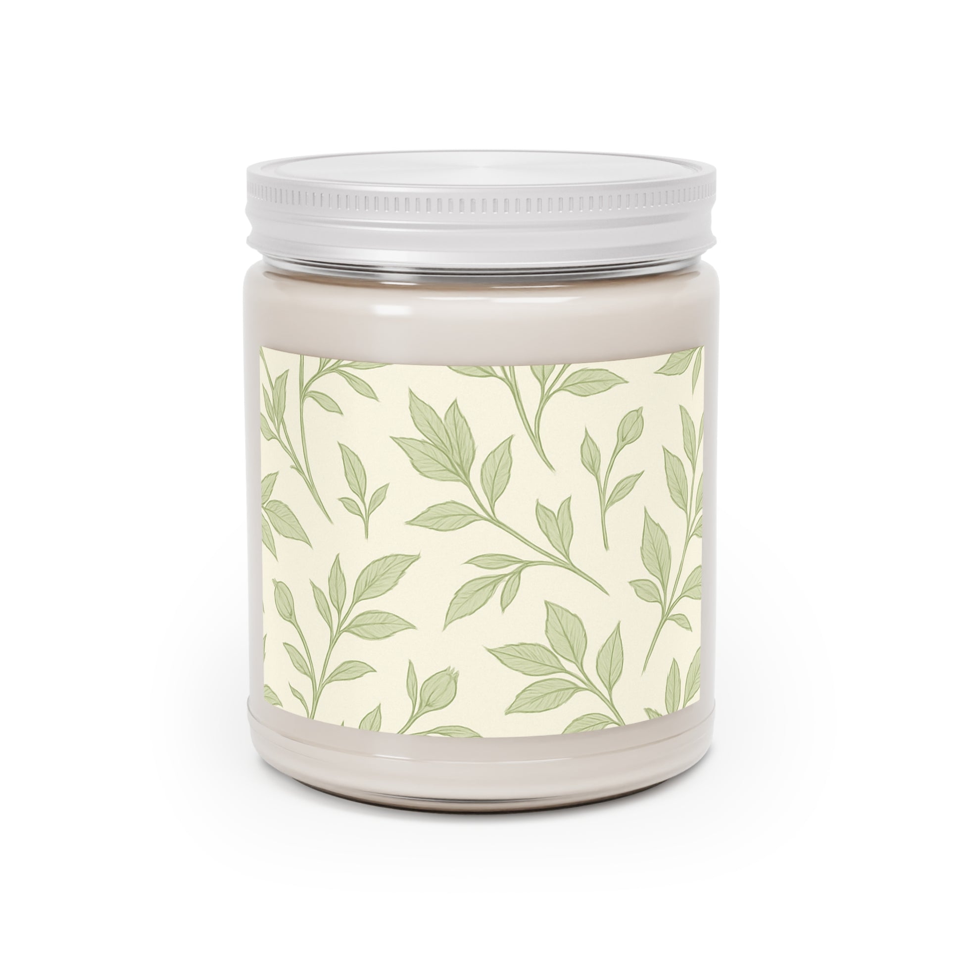 Gentle Green Leaf Print on a Comfort Spice Scented Candle, 9oz