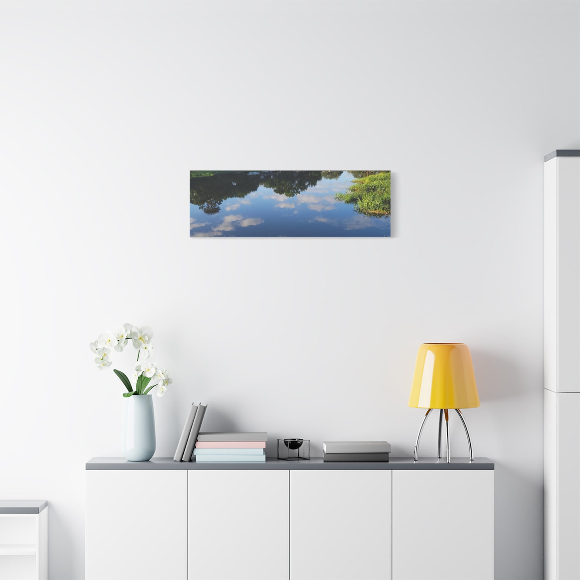 Serene Lake Landscape Reflection - Stretched Canvas Artwork