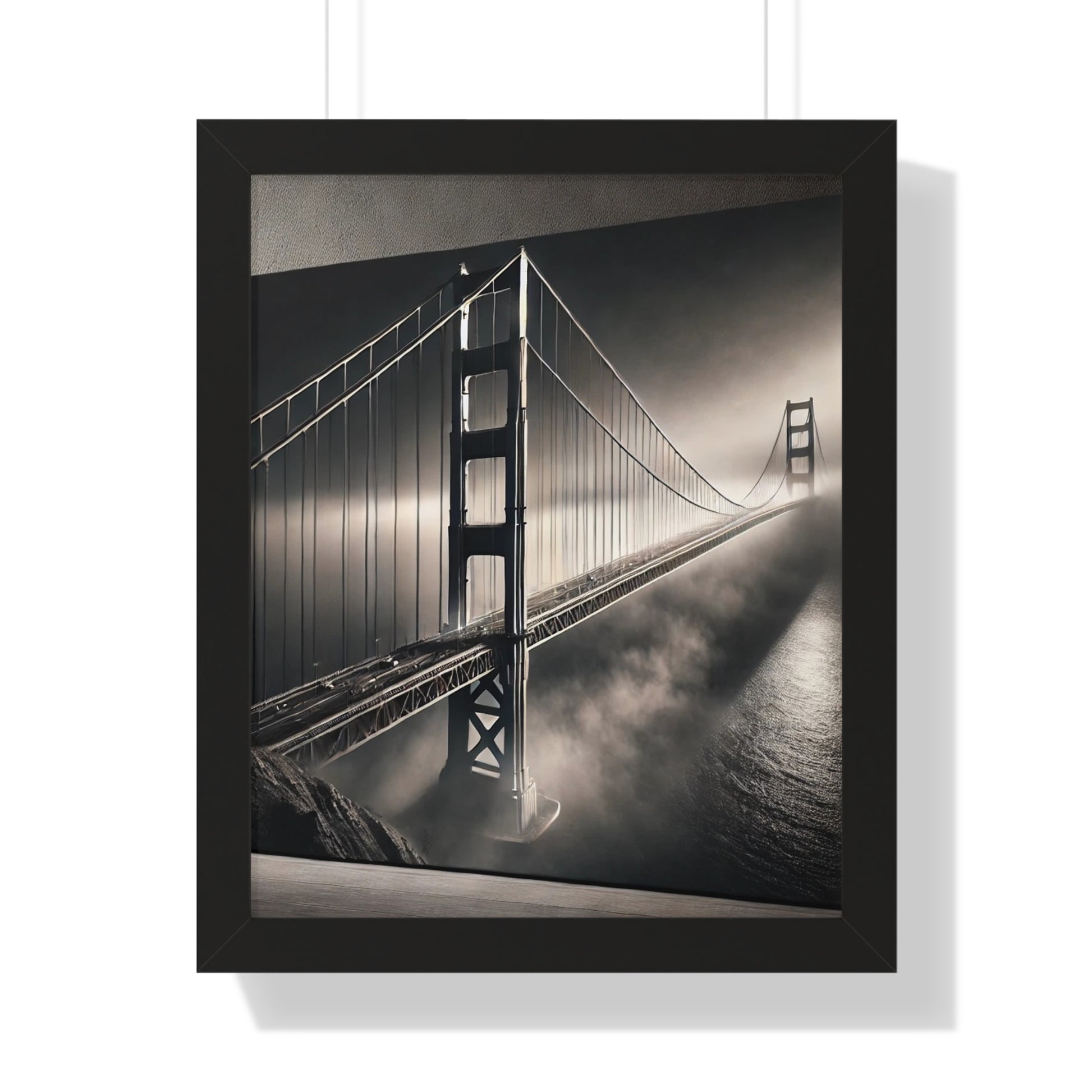 Golden Gate Bridge Black & White Wall Art – VERTICAL - Foggy San Francisco Photo  (1 of 3)