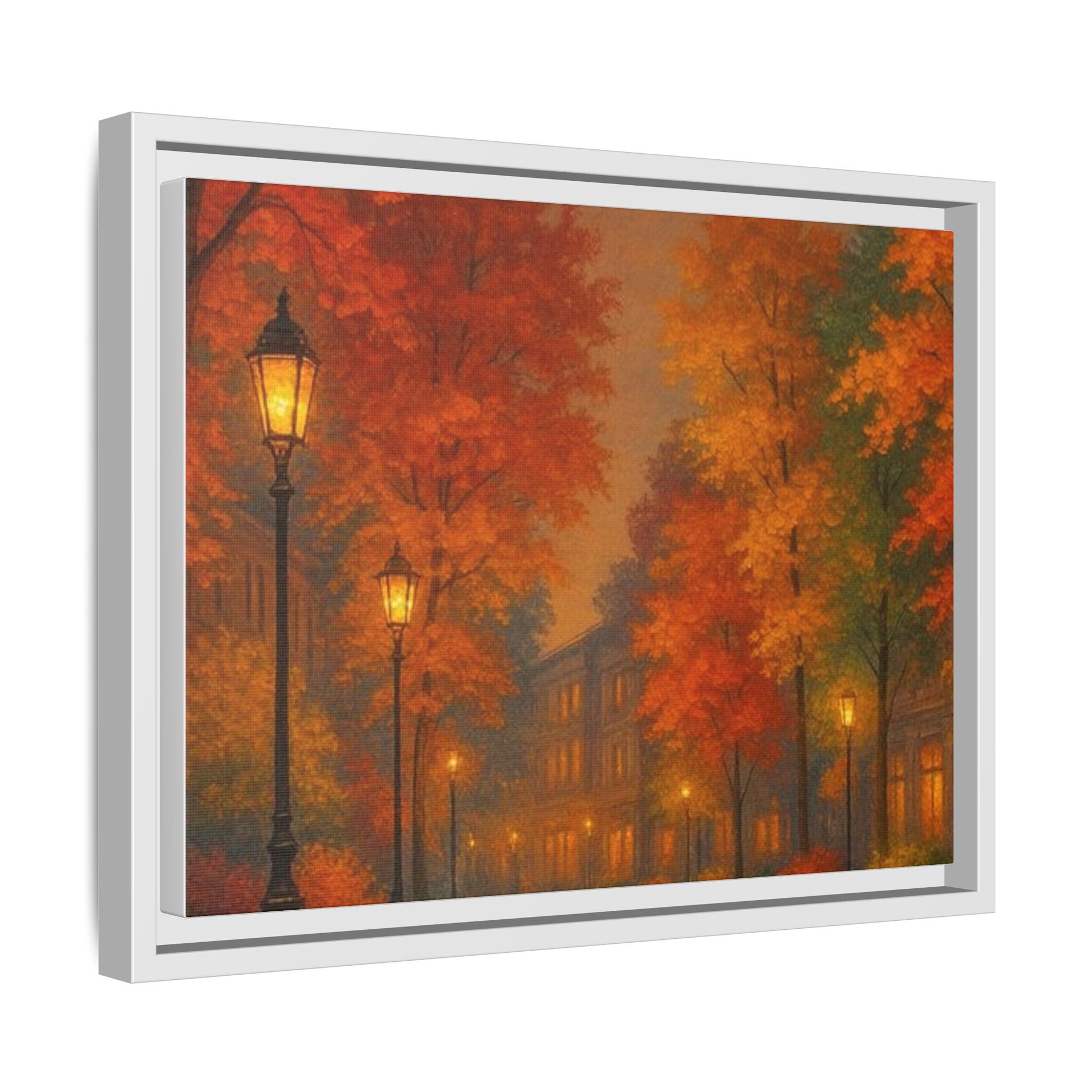 Autumn Cityscape Canvas Art – Warm Fall Skyline Wall Décor