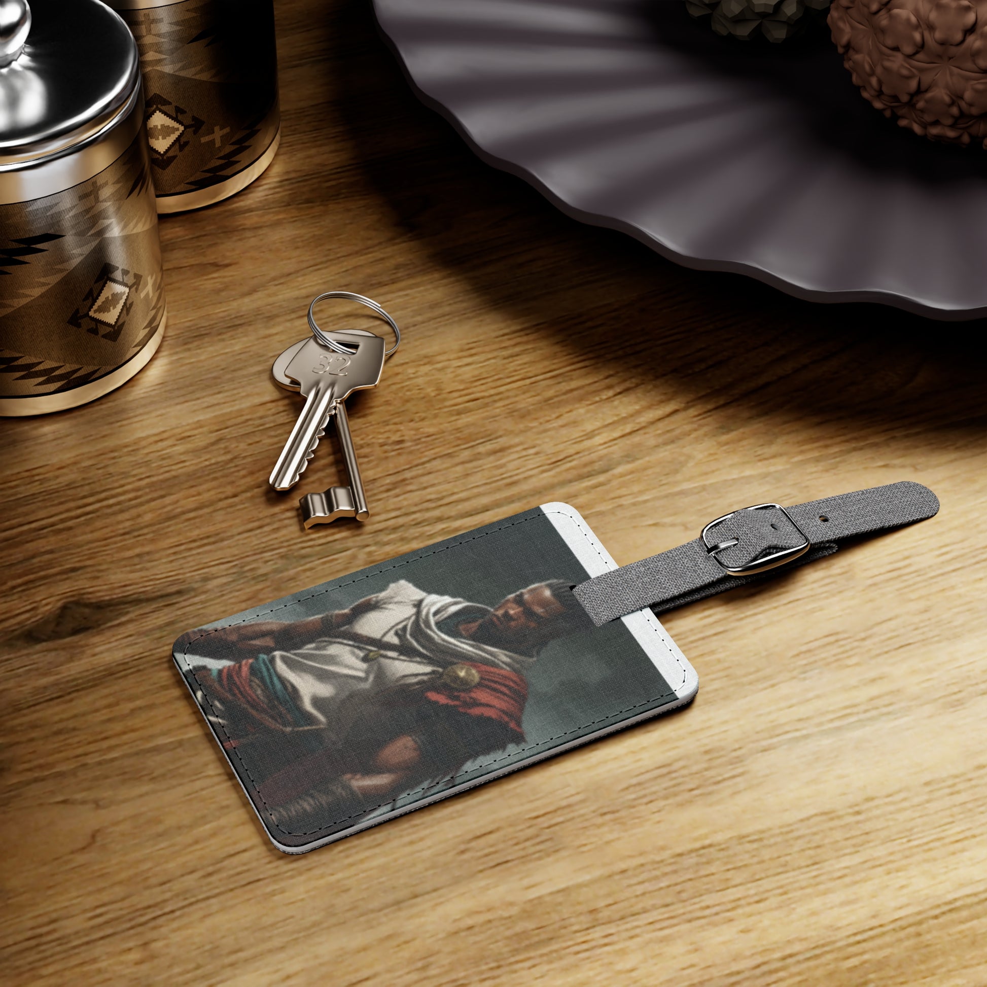 Fantasy Warrior image on Saffiano Polyester Luggage Tag, Rectangle