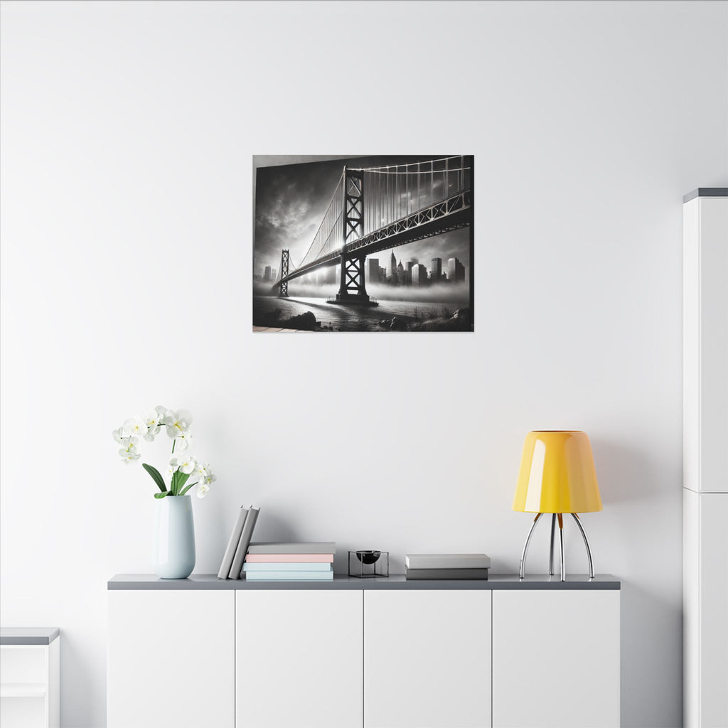 Horizontal Golden Gate Bridge Black & White Wall Art – Dramatic San Francisco Photography Print in Black Frame (2 of 3)