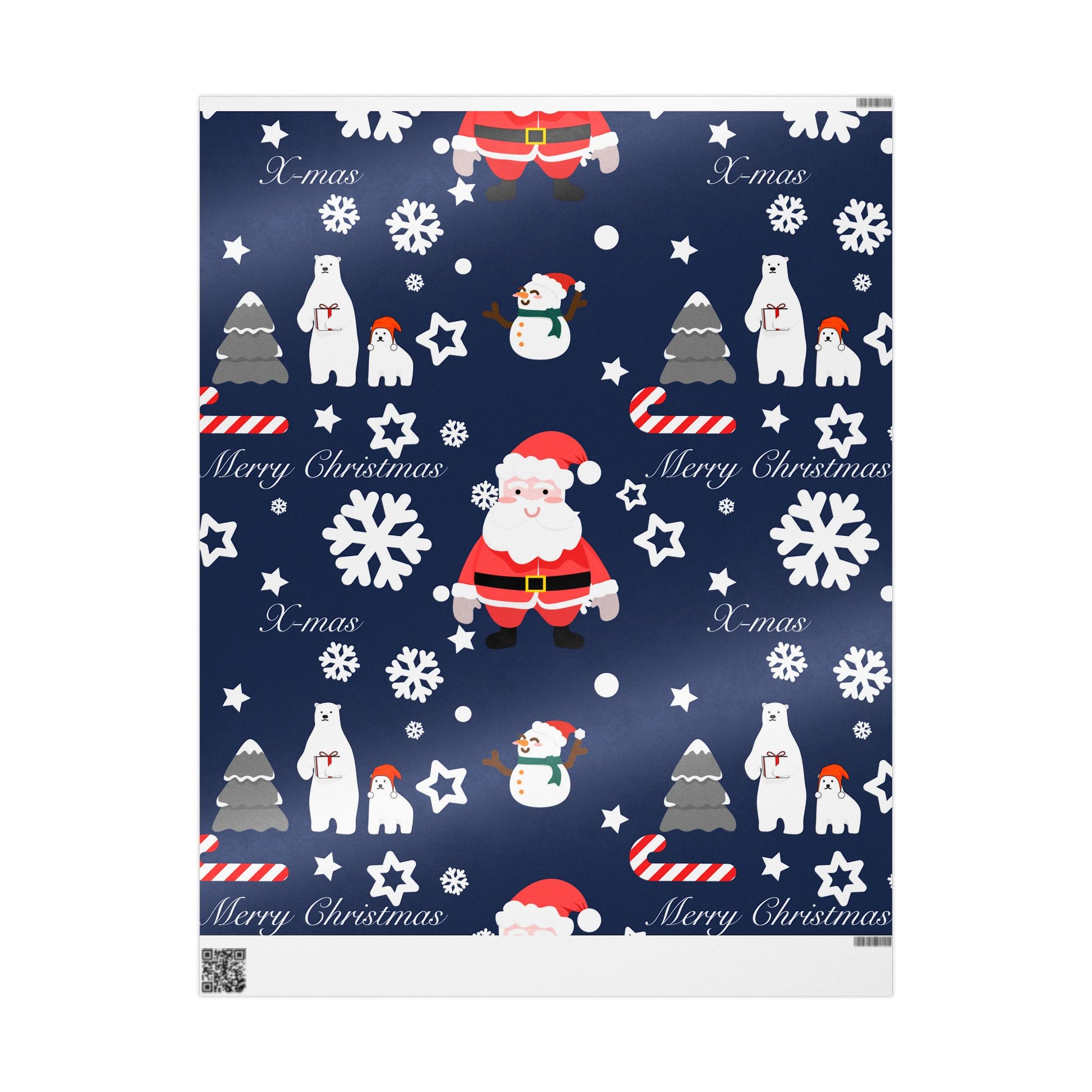 Christmas Wrapping Paper - Festive Santa and Snowman Design