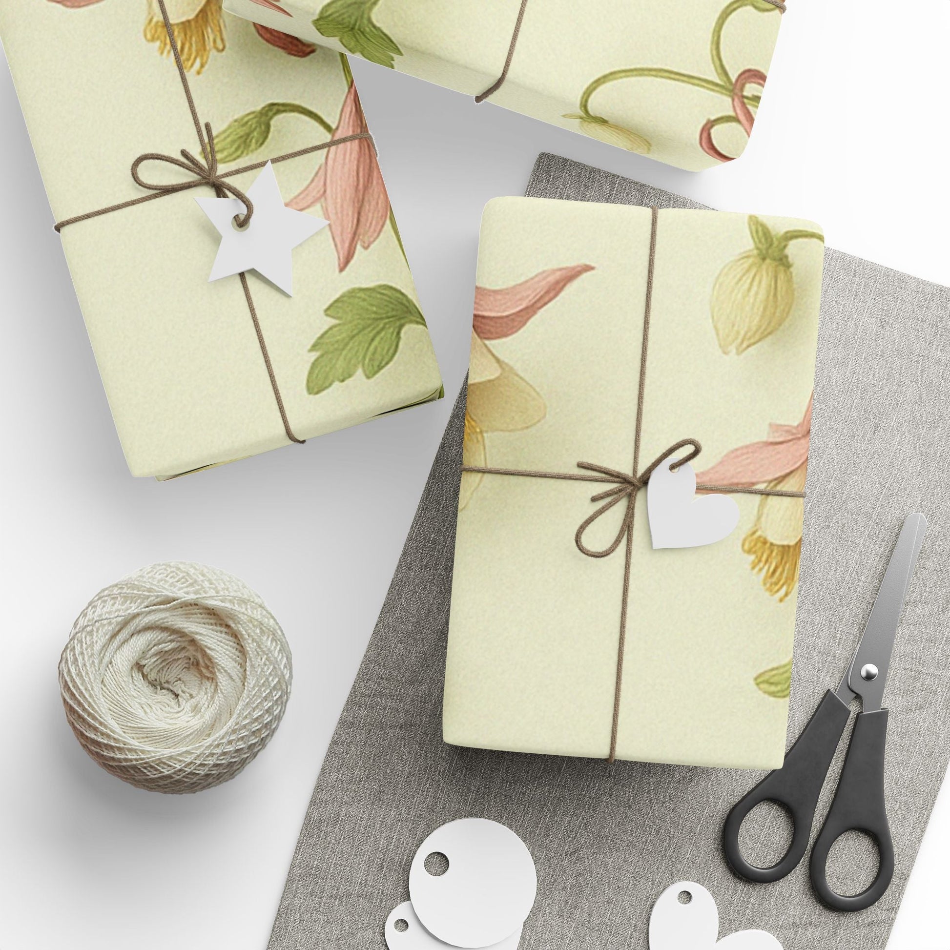 Blushing Bells – Vintage Floral Wrapping Paper, Part 1 of the Bellflower Heirloom Series