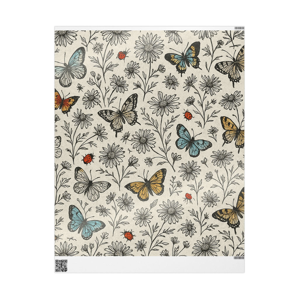 Vivid Wings & Monochrome Blooms Wrapping Paper Wrapping Paper