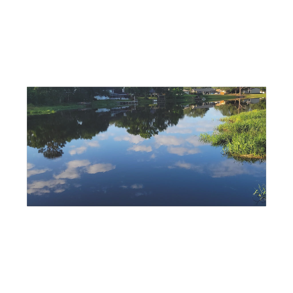 Serene Lake Landscape Reflection - Stretched Canvas Artwork