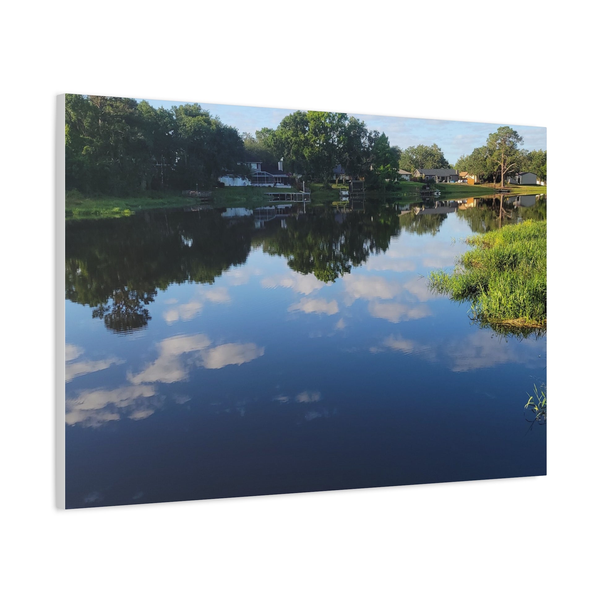 Serene Lake Landscape Reflection - Stretched Canvas Artwork