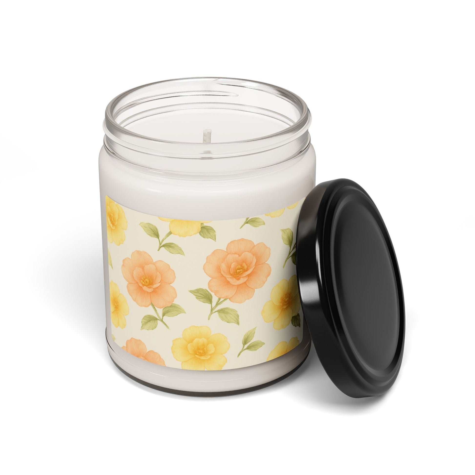 Yellow Roses Floral Scented Soy Candle - 9oz Organic Candle for Relaxation & Home Decor